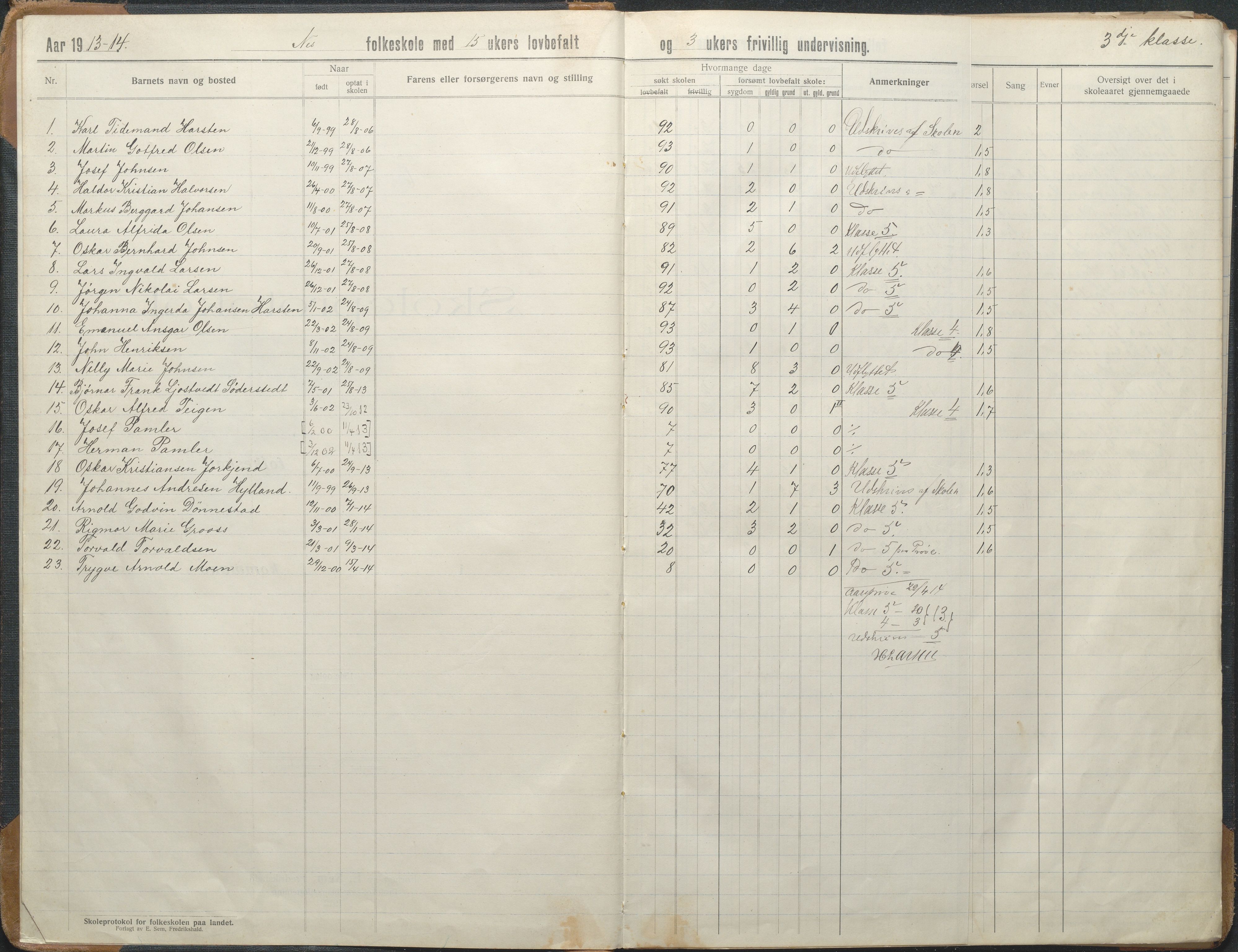 Stokken kommune, AAKS/KA0917-PK/04/04d/L0012: Skoleprotokoll, 1913-1938