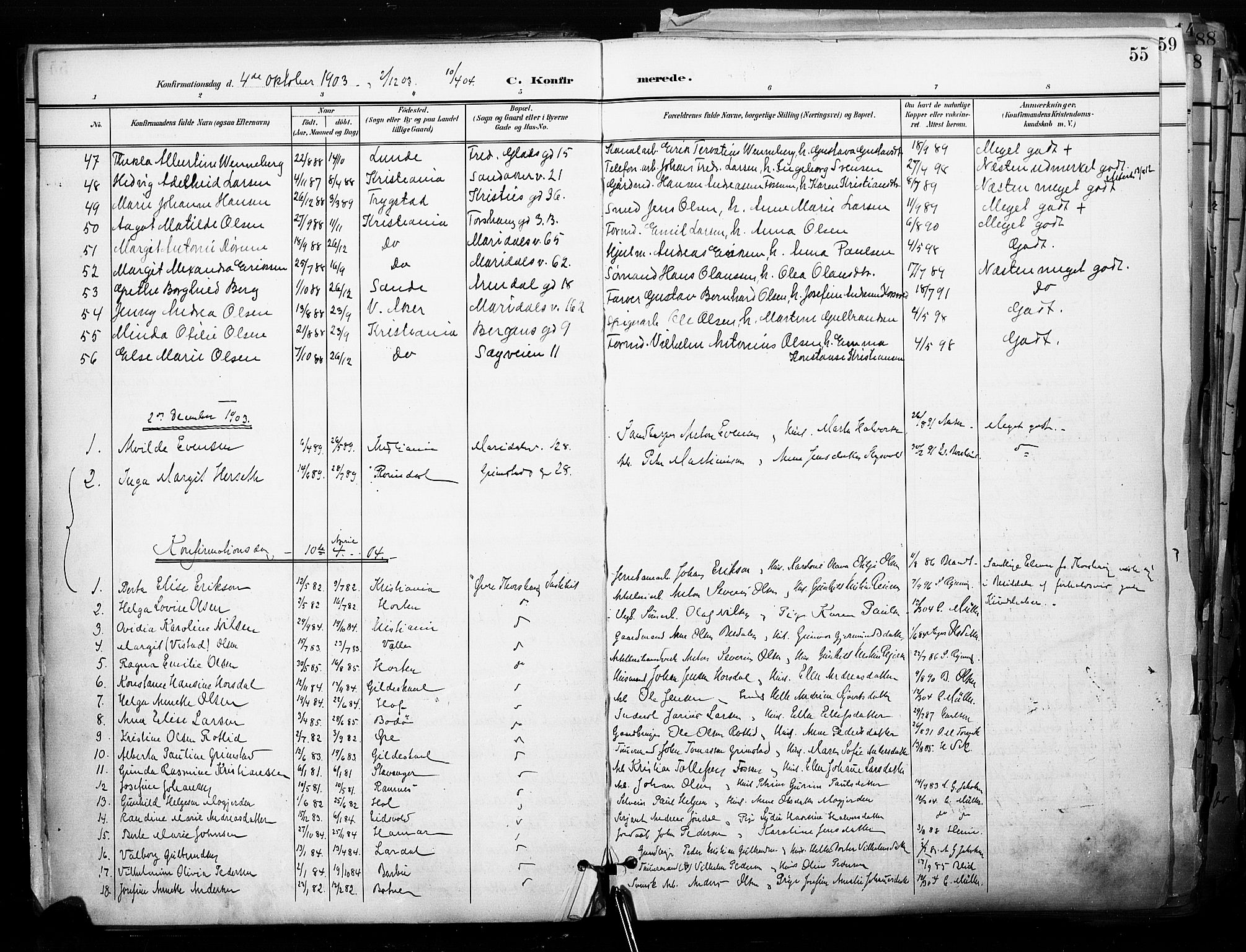 Sagene prestekontor Kirkebøker, AV/SAO-A-10796/F/L0005: Ministerialbok nr. 5, 1898-1911, s. 55