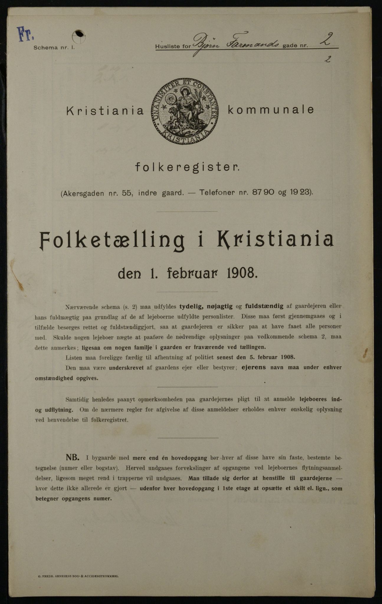 OBA, Kommunal folketelling 1.2.1908 for Kristiania kjøpstad, 1908, s. 6427