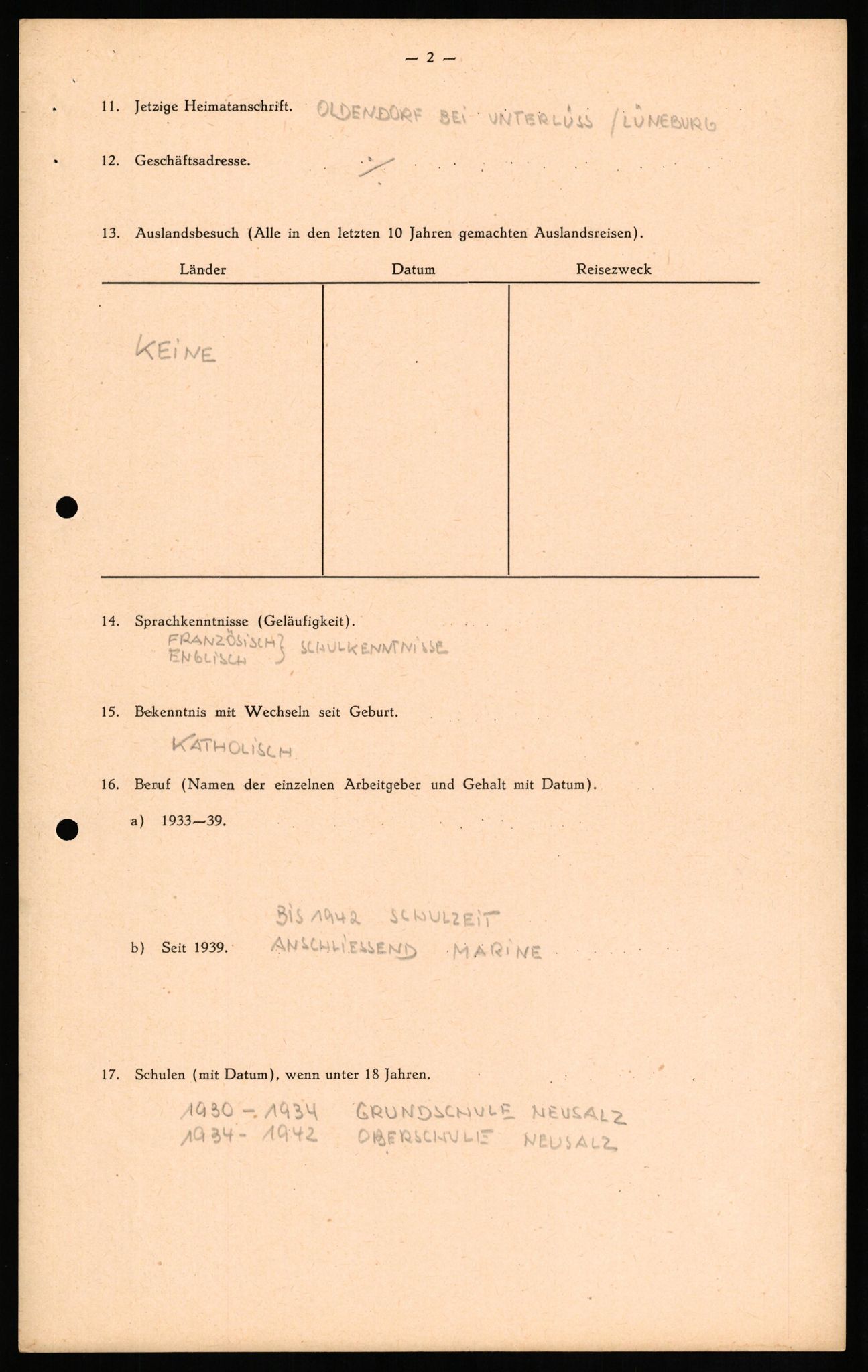 Forsvaret, Forsvarets overkommando II, AV/RA-RAFA-3915/D/Db/L0015: CI Questionaires. Tyske okkupasjonsstyrker i Norge. Tyskere., 1945-1946, s. 217