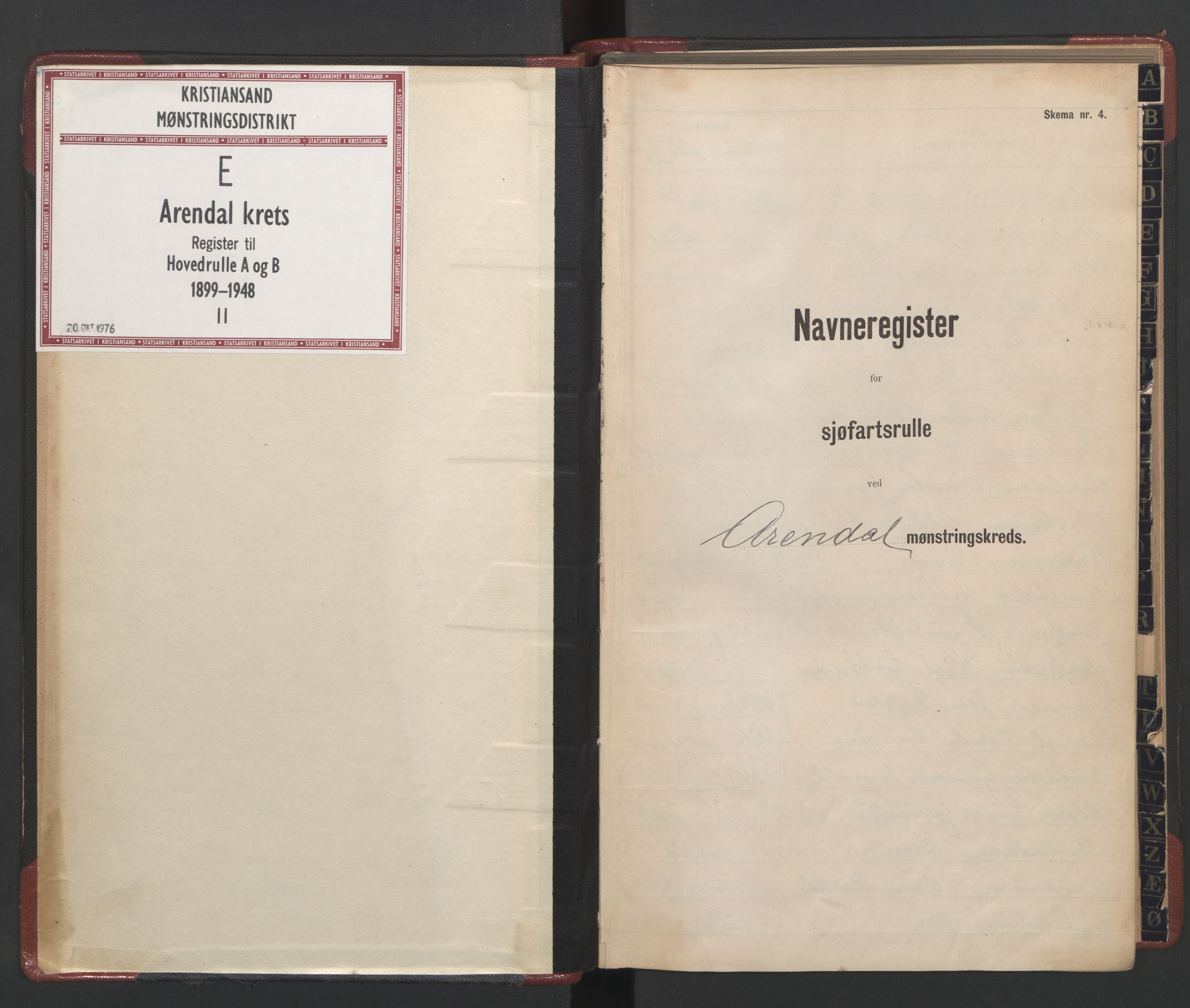 Arendal mønstringskrets, SAK/2031-0012/F/Fb/L0007: Register til hovedrulle A og B, E-8, 1888-1948, s. 2