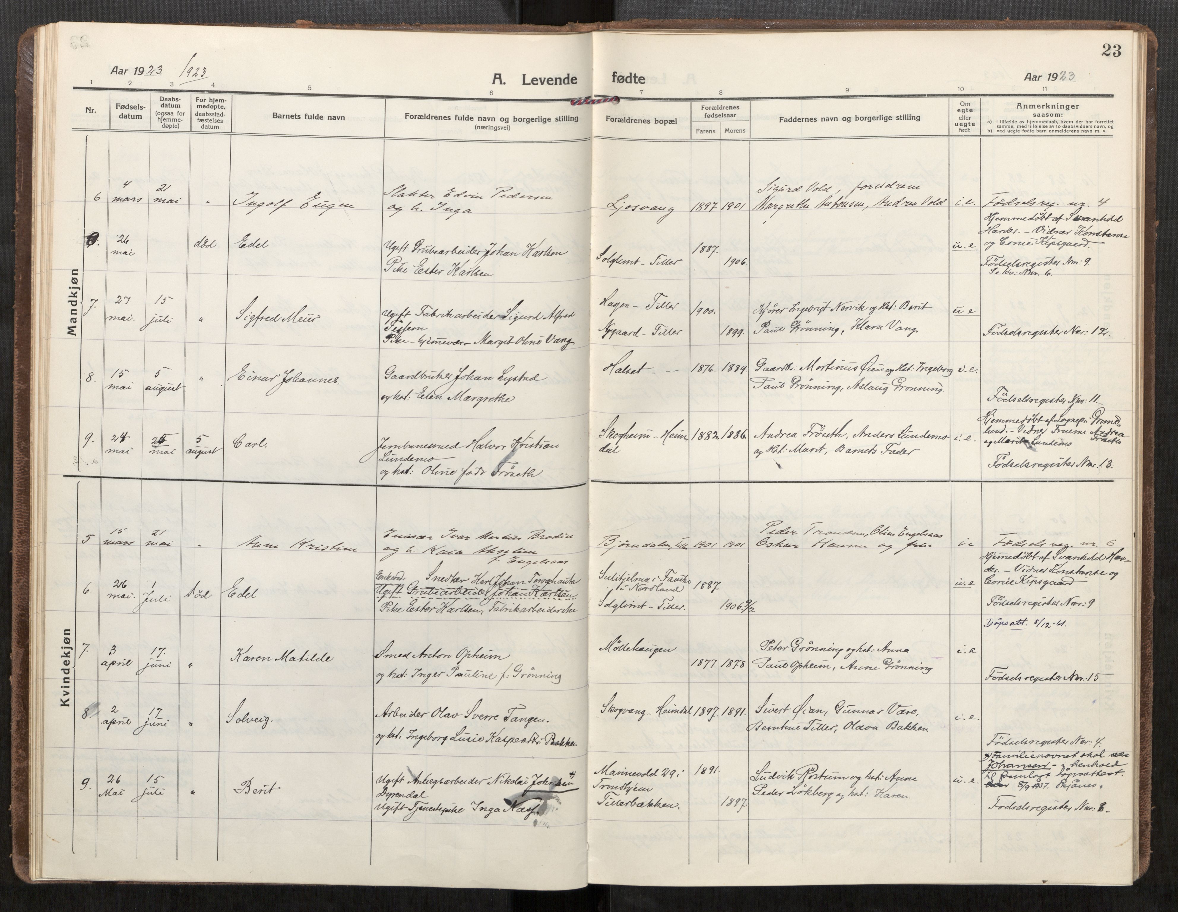 Klæbu sokneprestkontor, AV/SAT-A-1112: Ministerialbok nr. 3, 1917-1924, s. 23