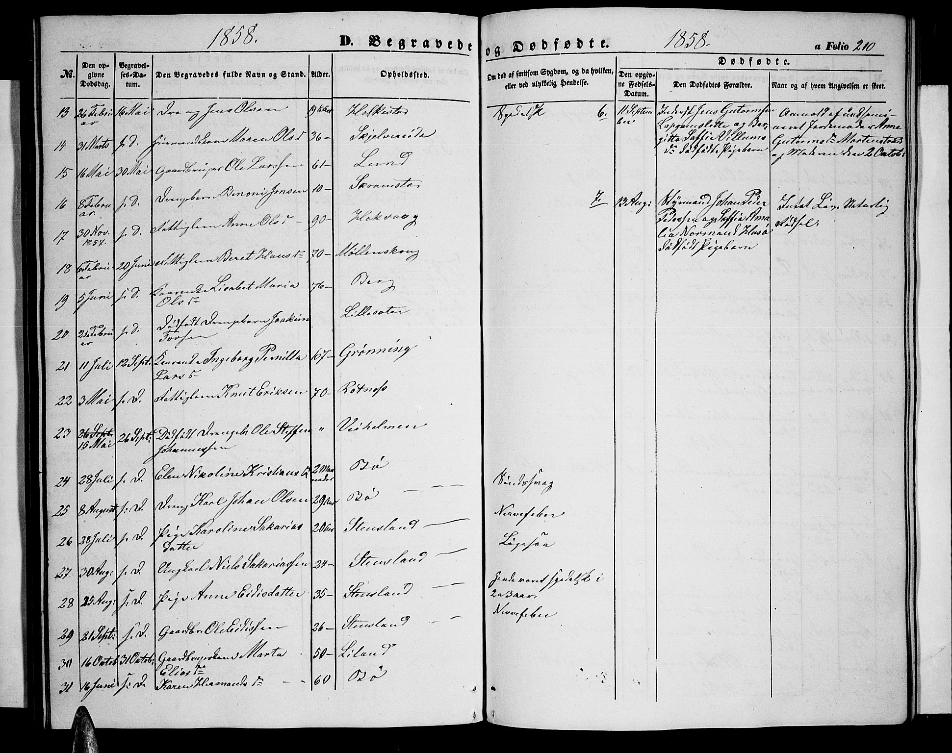 Ministerialprotokoller, klokkerbøker og fødselsregistre - Nordland, AV/SAT-A-1459/855/L0814: Klokkerbok nr. 855C03, 1851-1864, s. 210