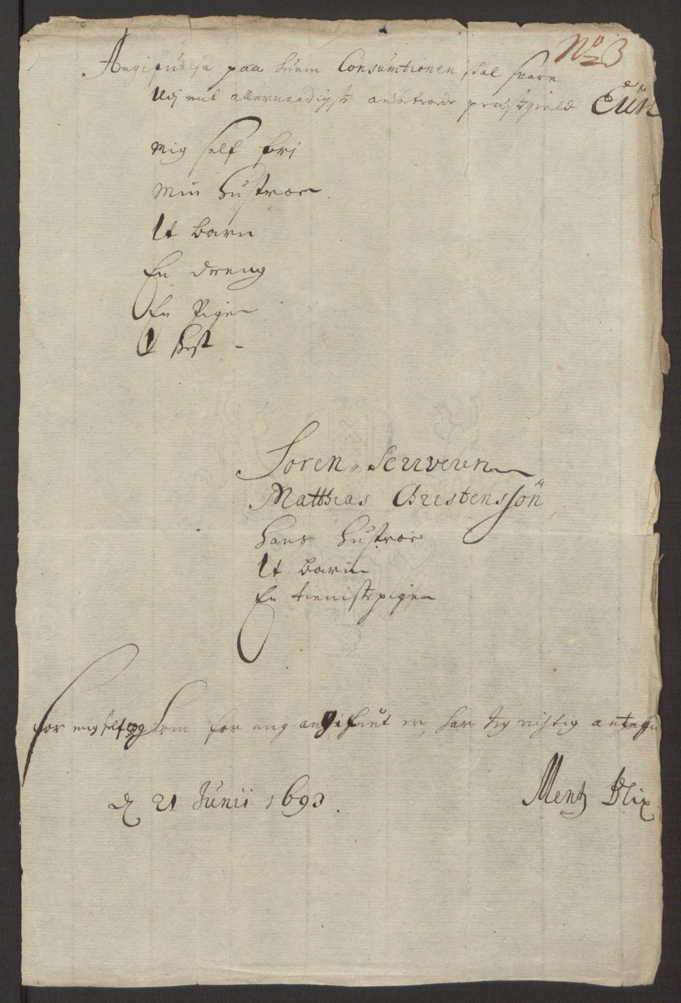 Rentekammeret inntil 1814, Reviderte regnskaper, Fogderegnskap, AV/RA-EA-4092/R40/L2444: Fogderegnskap Råbyggelag, 1693-1696, s. 44