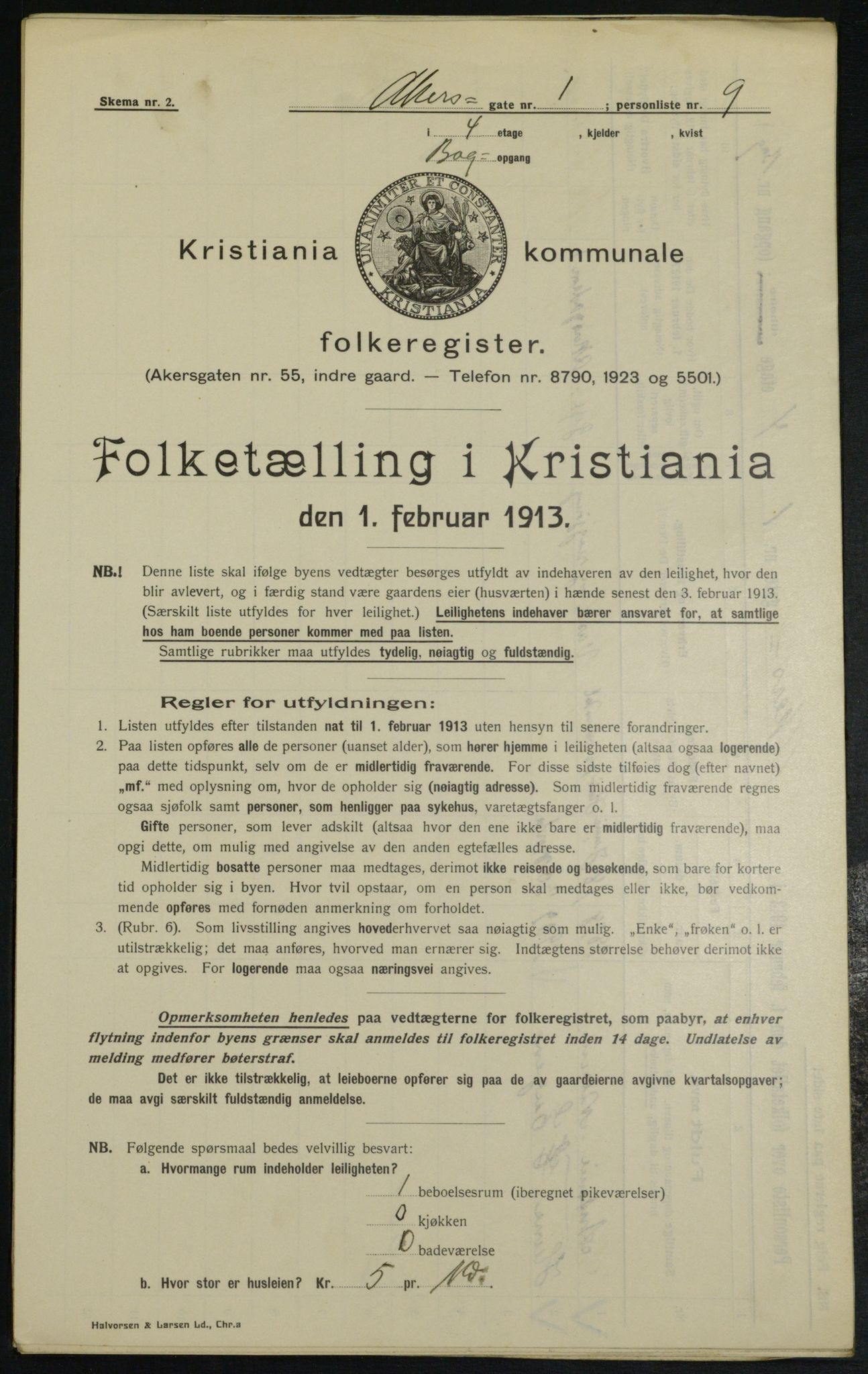 OBA, Kommunal folketelling 1.2.1913 for Kristiania, 1913, s. 307