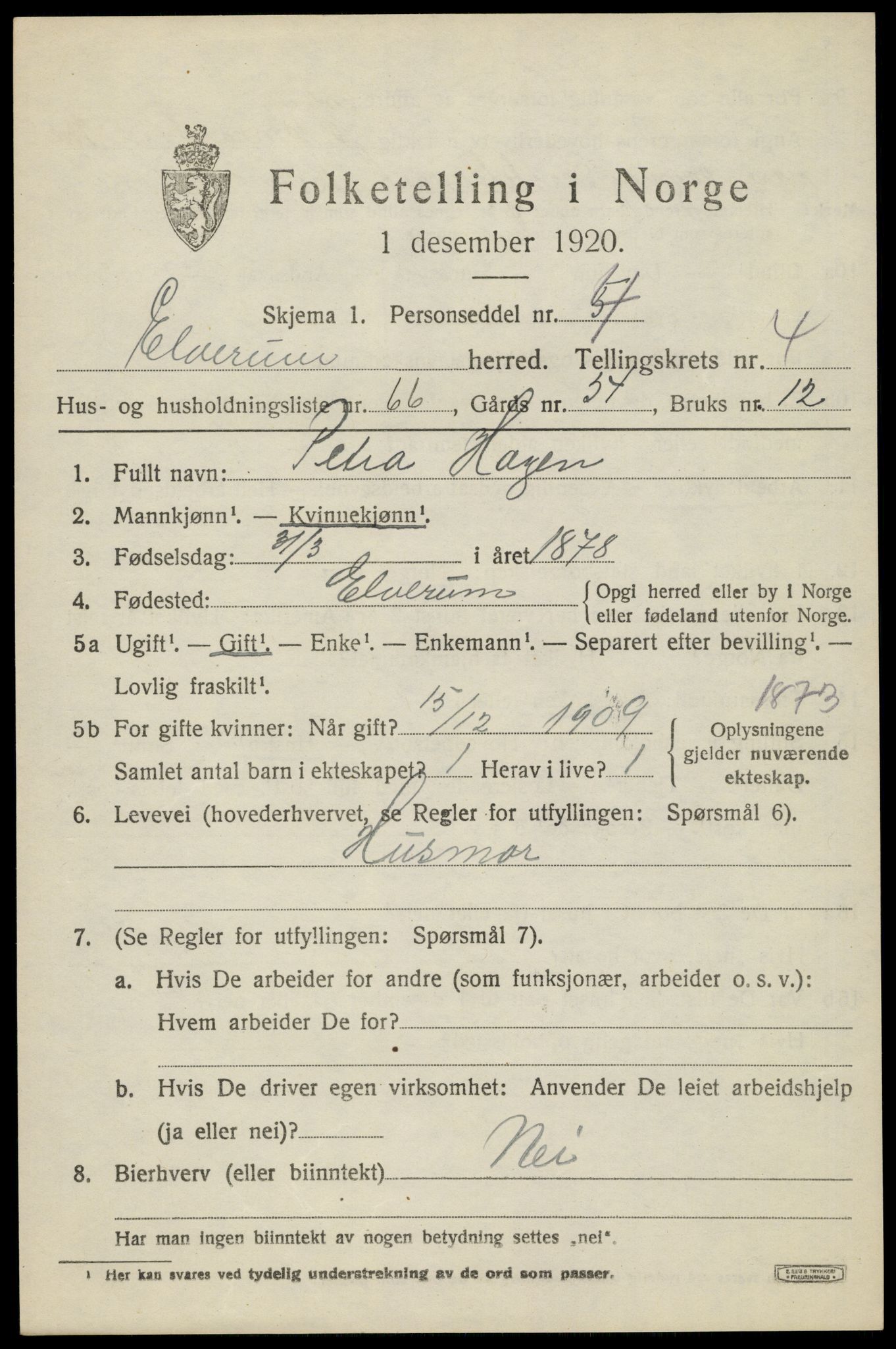 SAH, Folketelling 1920 for 0427 Elverum herred, 1920, s. 7478