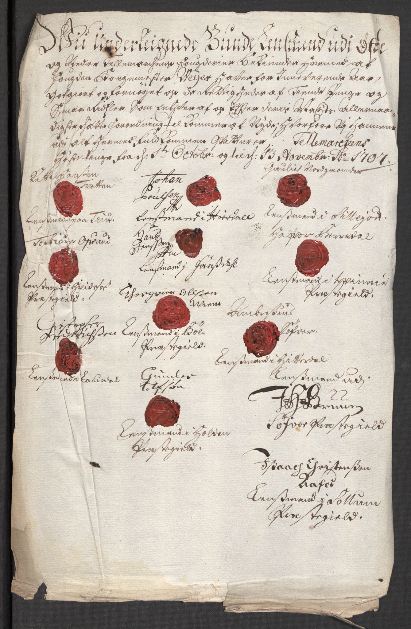 Rentekammeret inntil 1814, Reviderte regnskaper, Fogderegnskap, AV/RA-EA-4092/R36/L2117: Fogderegnskap Øvre og Nedre Telemark og Bamble, 1707, s. 445