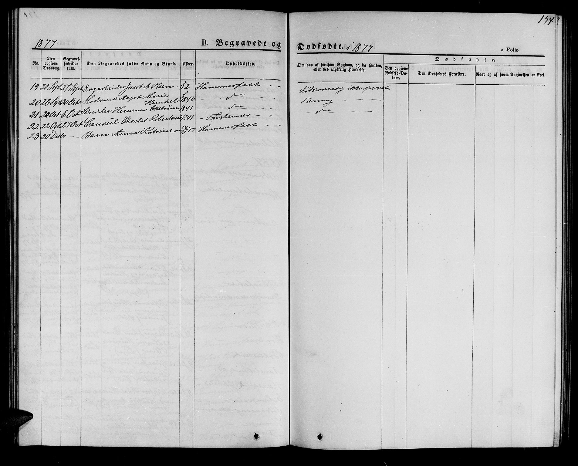 Hammerfest sokneprestkontor, SATØ/S-1347/H/Hb/L0004.klokk: Klokkerbok nr. 4, 1869-1877, s. 154