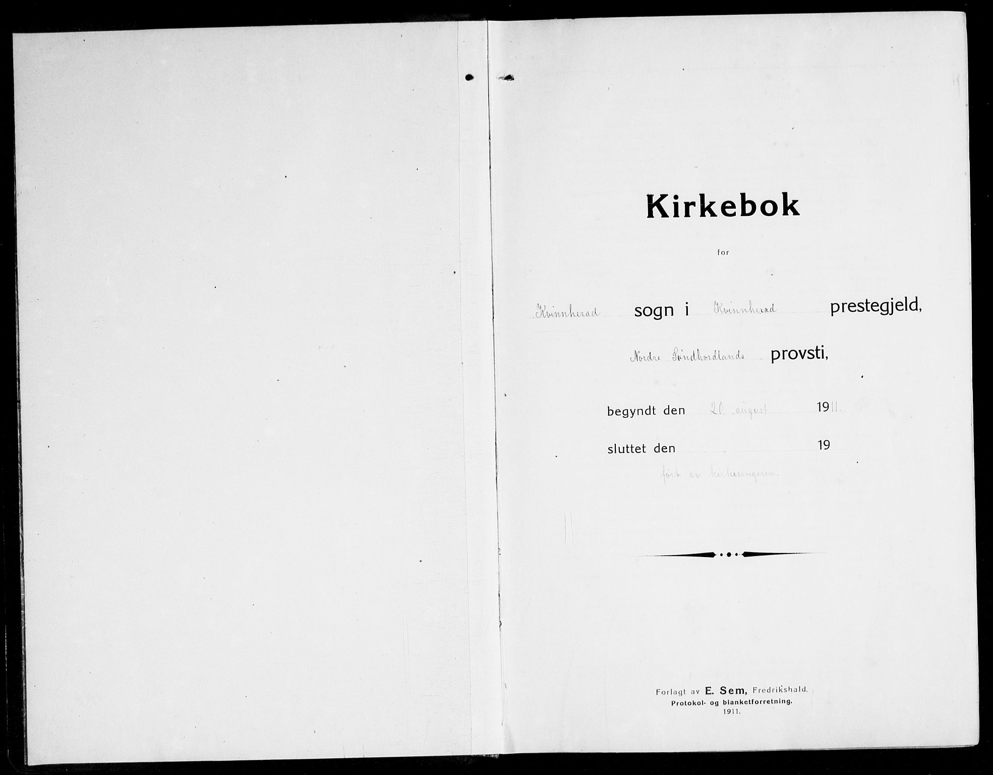 Kvinnherad sokneprestembete, SAB/A-76401/H/Hab: Klokkerbok nr. A 3, 1911-1945