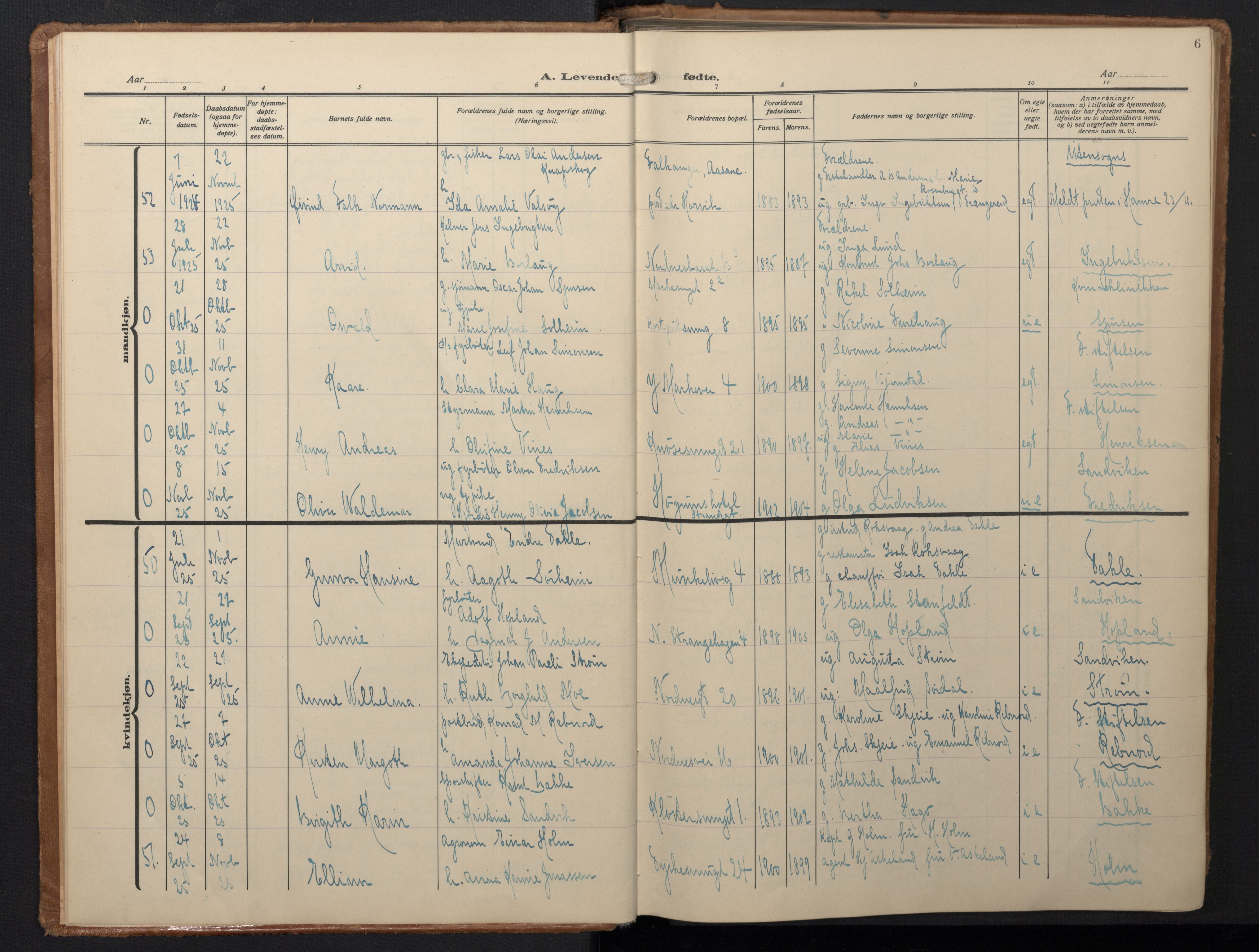 Nykirken Sokneprestembete, AV/SAB-A-77101/H/Hab: Klokkerbok nr. B 9, 1925-1948, s. 6