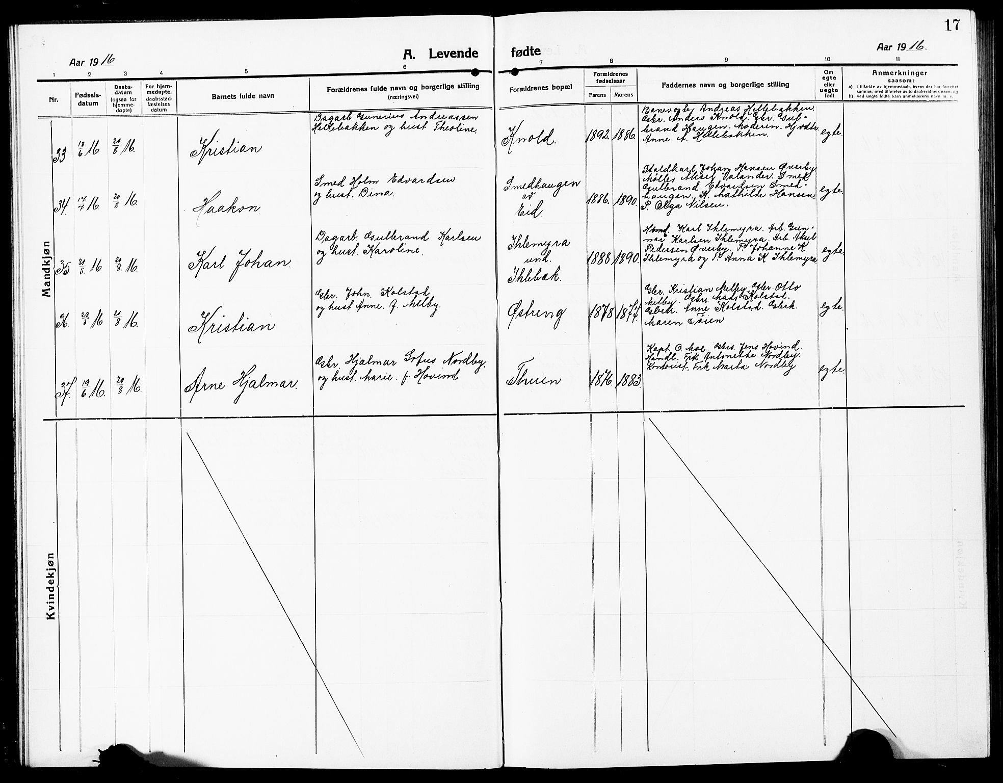 Høland prestekontor Kirkebøker, AV/SAO-A-10346a/G/Ga/L0008: Klokkerbok nr. I 8, 1915-1929, s. 17