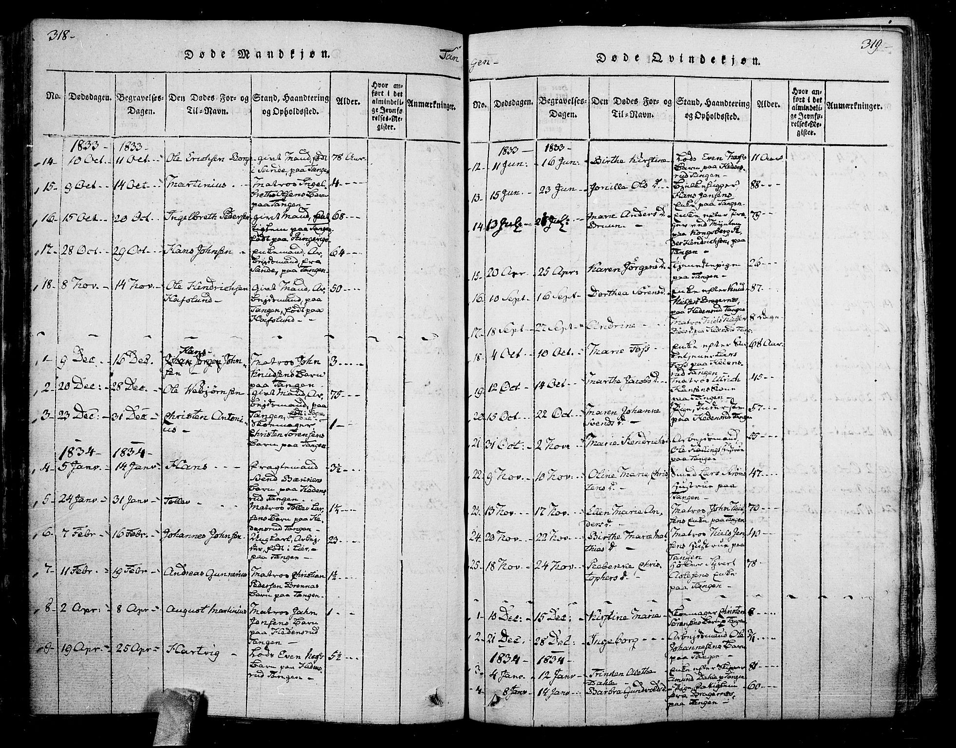 Skoger kirkebøker, AV/SAKO-A-59/F/Fa/L0002: Ministerialbok nr. I 2 /2, 1814-1842, s. 318-319