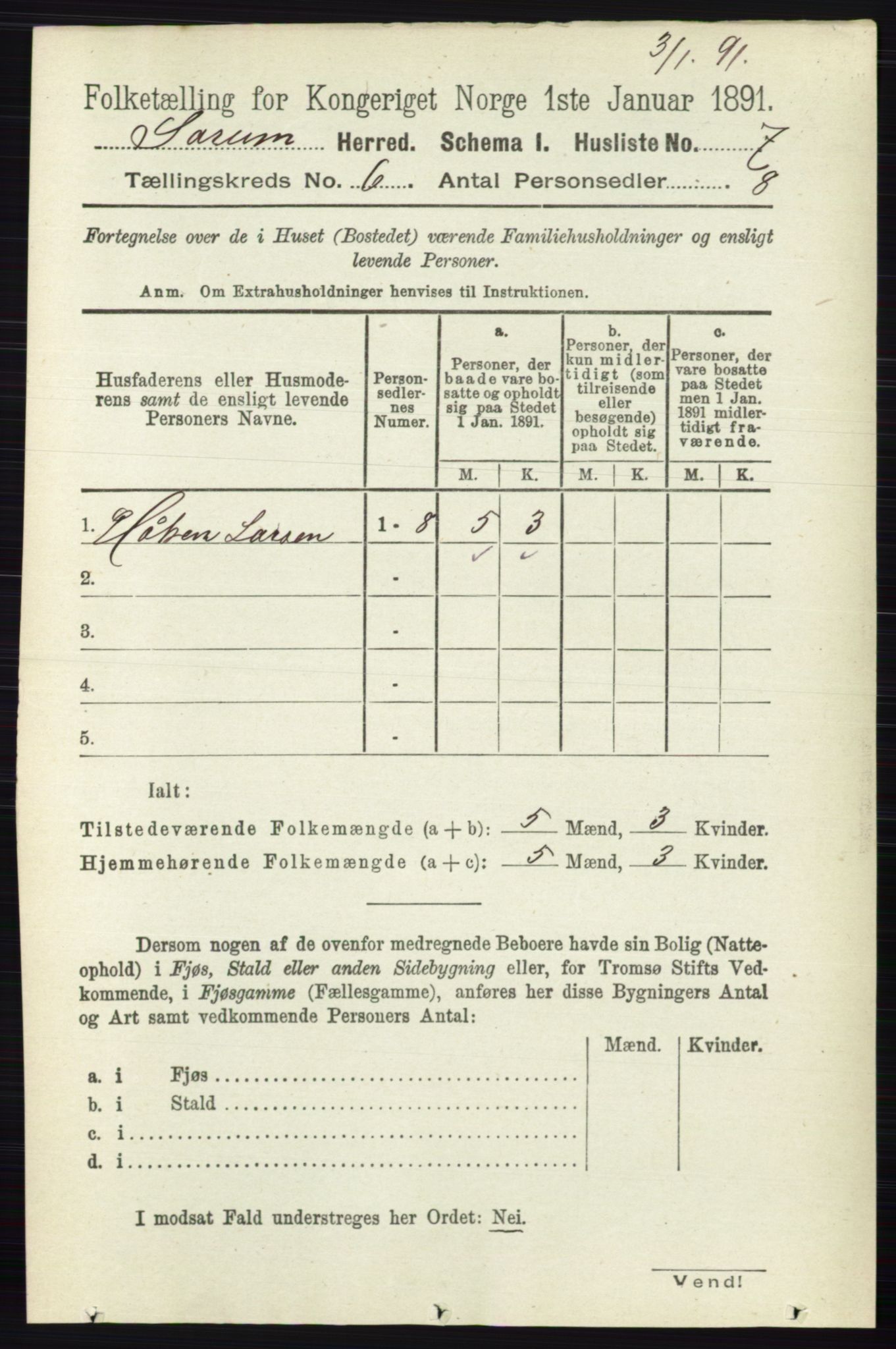 RA, Folketelling 1891 for 0226 Sørum herred, 1891, s. 2627