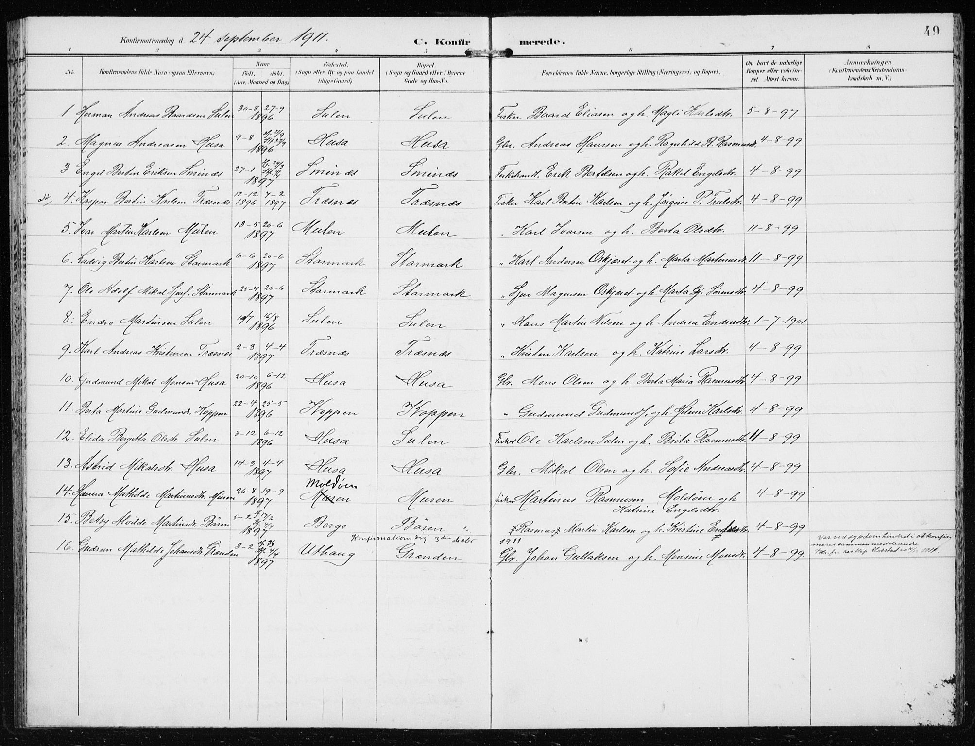 Lindås Sokneprestembete, AV/SAB-A-76701/H/Haa/Haad/L0002: Ministerialbok nr. D  2, 1897-1912, s. 49