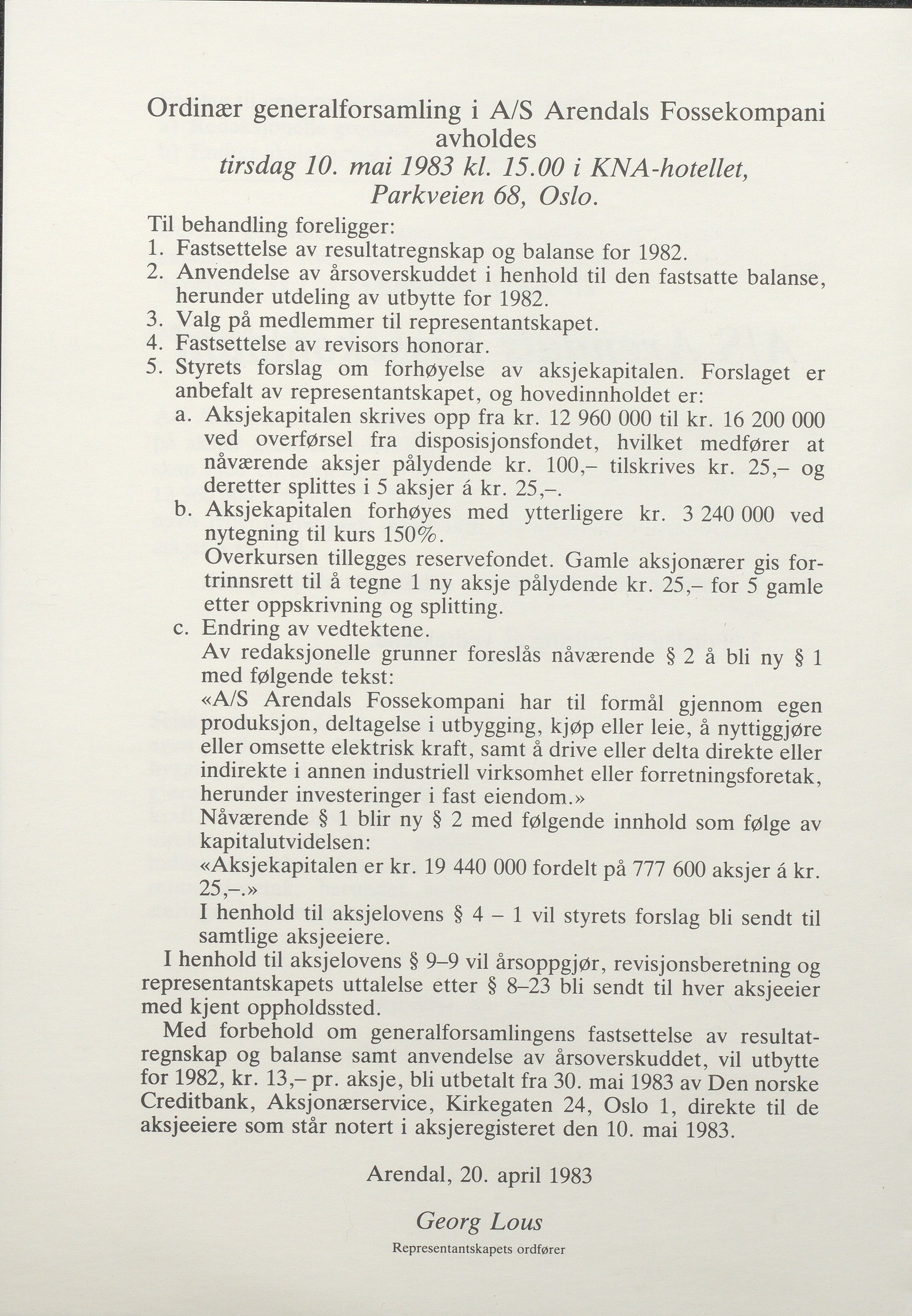 Arendals Fossekompani, AAKS/PA-2413/X/X01/L0001/0015: Beretninger, regnskap, balansekonto, gevinst- og tapskonto / Beretning og regnskap 1980 - 1987, 1980-1987, s. 48