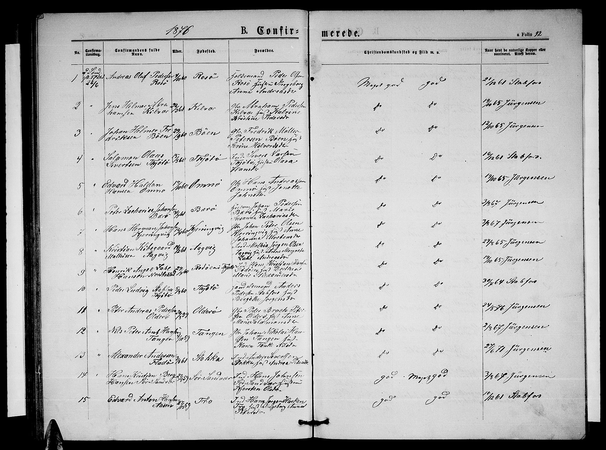 Ministerialprotokoller, klokkerbøker og fødselsregistre - Nordland, SAT/A-1459/817/L0267: Klokkerbok nr. 817C02, 1870-1883, s. 92