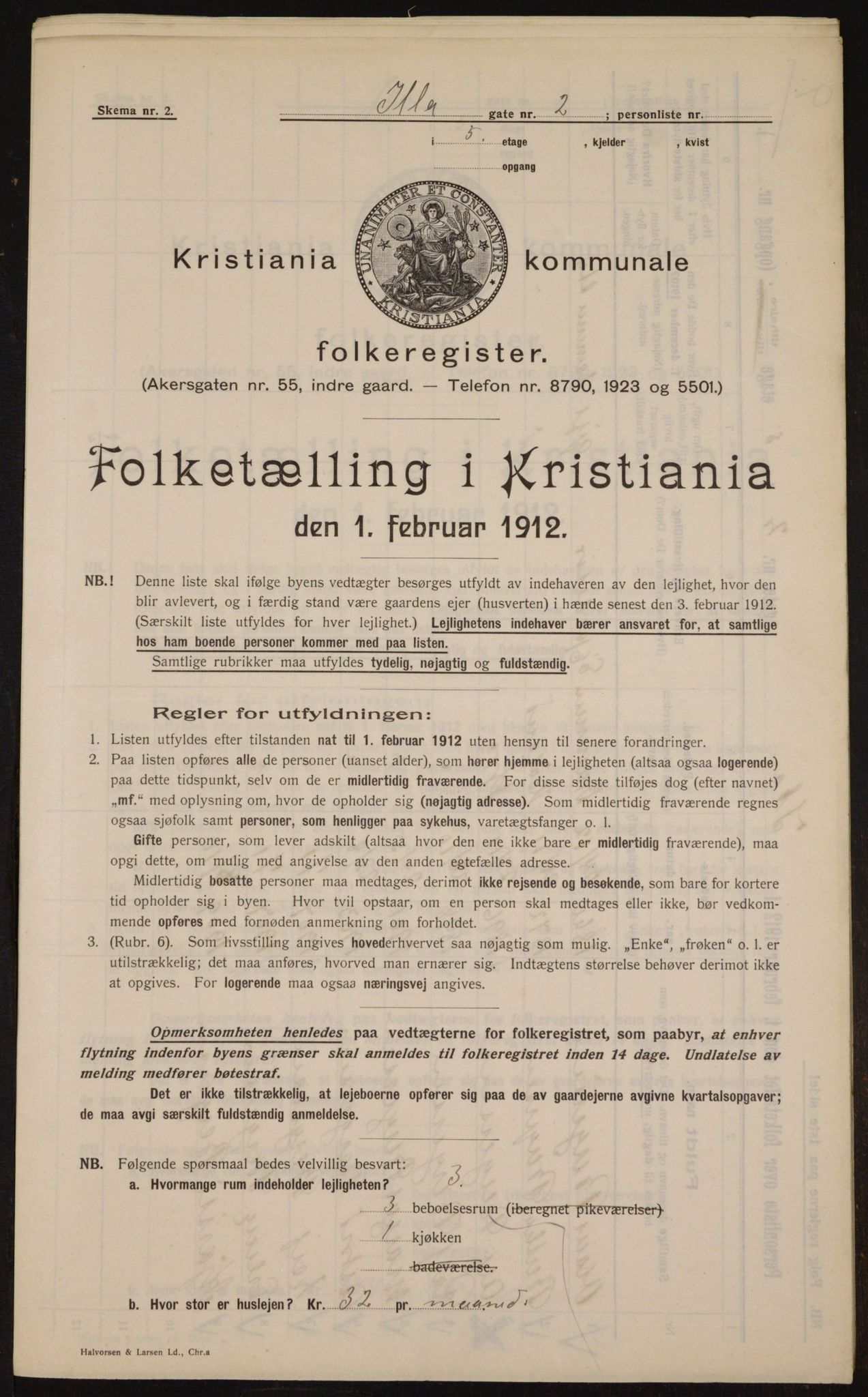 OBA, Kommunal folketelling 1.2.1912 for Kristiania, 1912, s. 43533