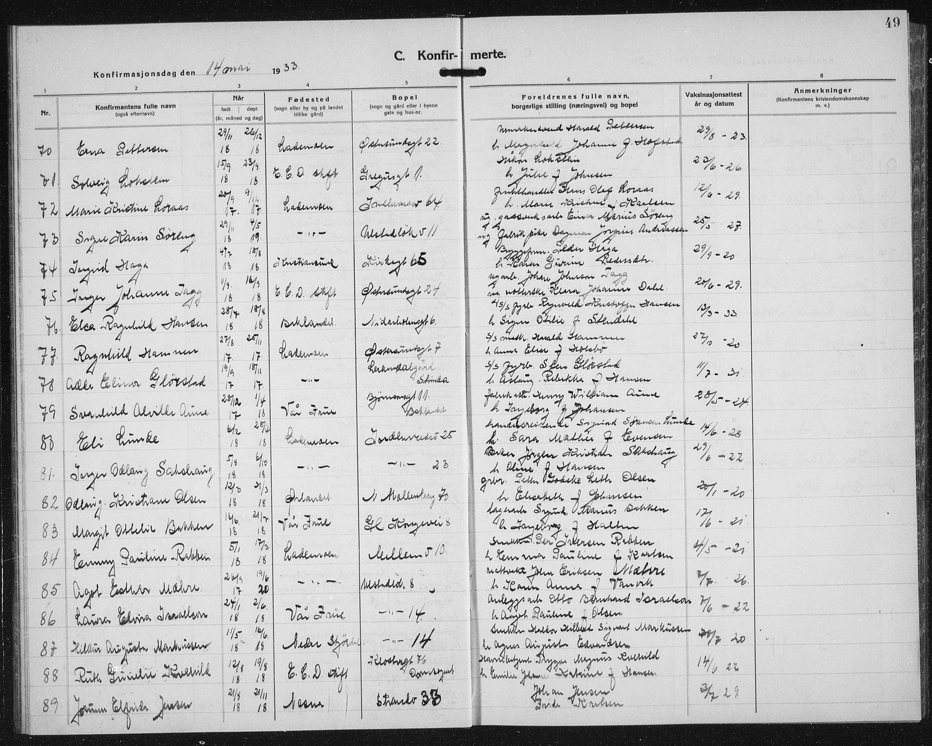 Ministerialprotokoller, klokkerbøker og fødselsregistre - Sør-Trøndelag, AV/SAT-A-1456/605/L0262: Klokkerbok nr. 605C09, 1930-1933, s. 49