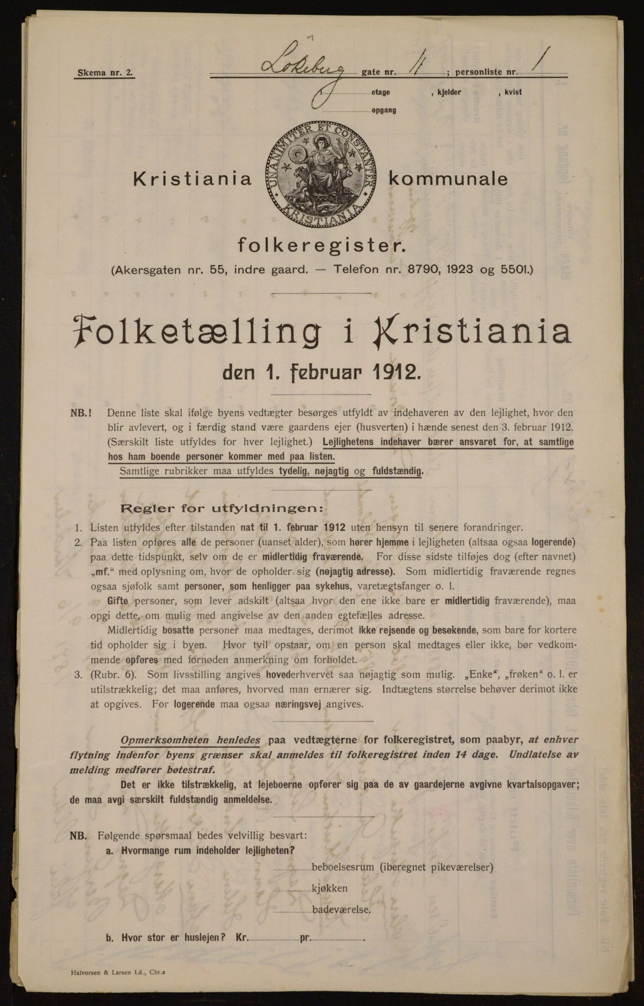 OBA, Kommunal folketelling 1.2.1912 for Kristiania, 1912, s. 58983