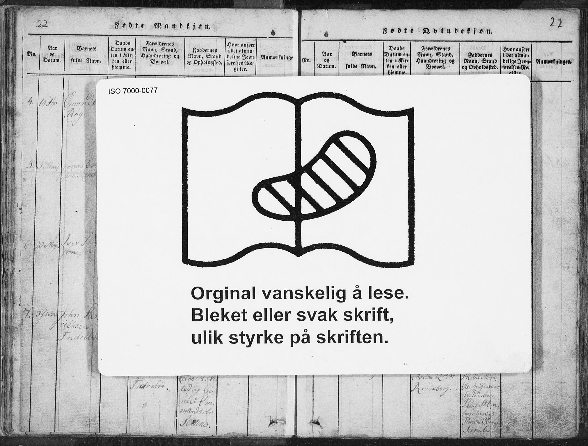 Hetland sokneprestkontor, AV/SAST-A-101826/30/30BA/L0001: Ministerialbok nr. A 1, 1816-1856, s. 22