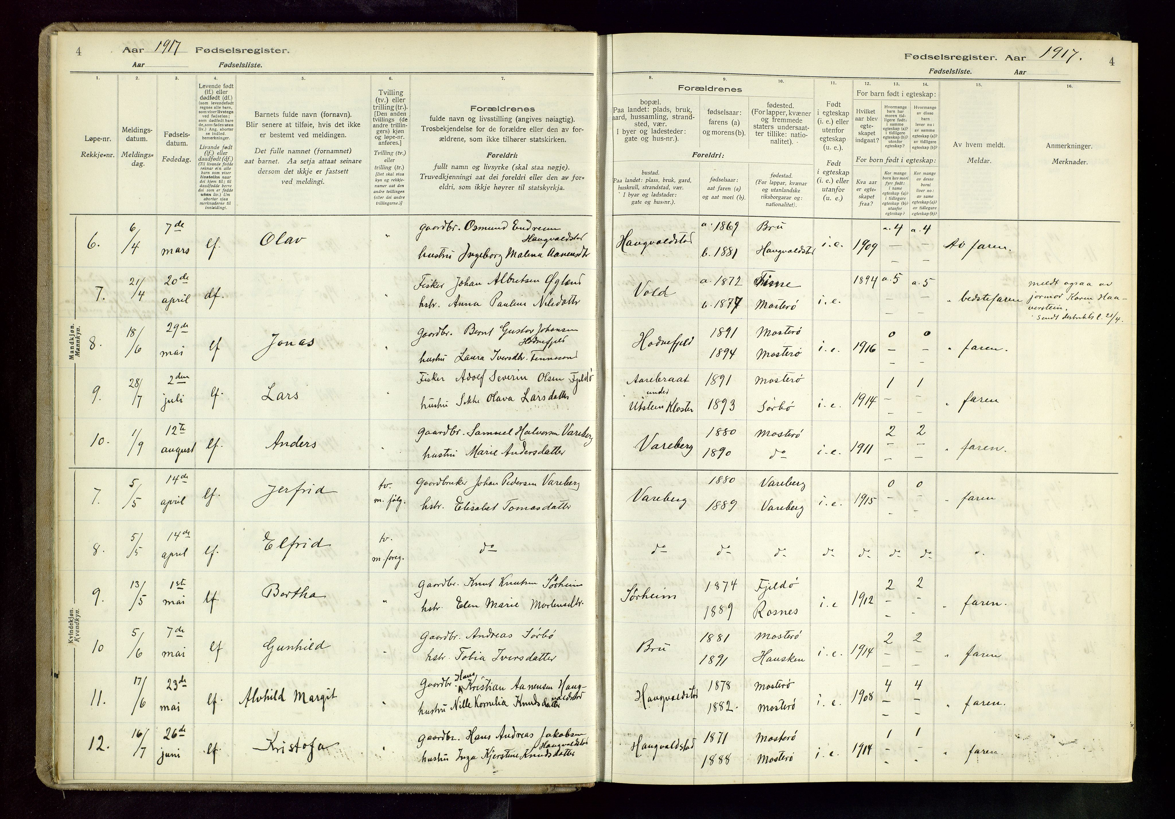 Rennesøy sokneprestkontor, AV/SAST-A -101827/I/Id/L0002: Fødselsregister nr. 2, 1916-1982, s. 4