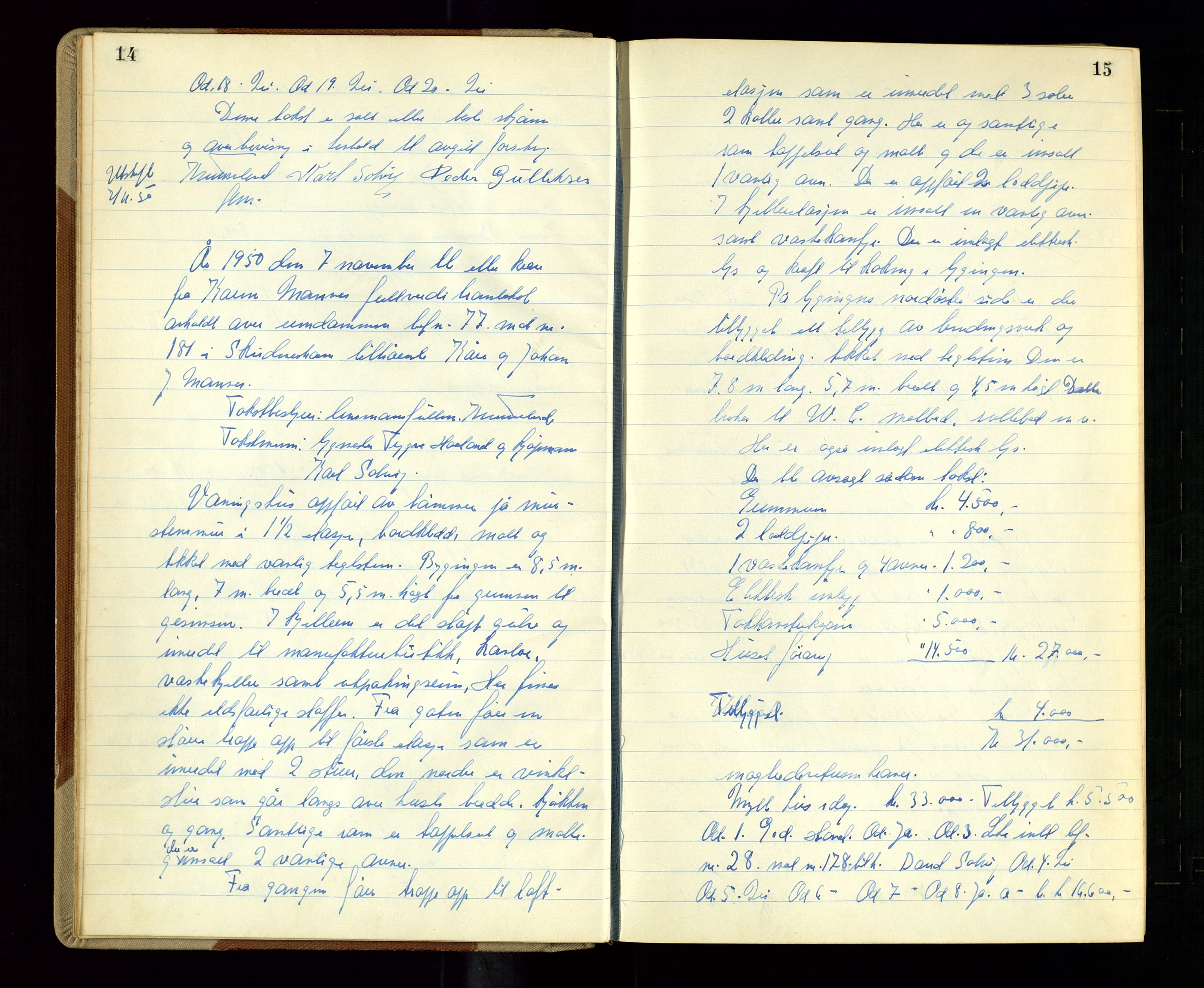 Skudenes lensmannskontor, AV/SAST-A-100444/Goa/L0009: Branntakstprotokoll, 1950-1953, s. 14-15