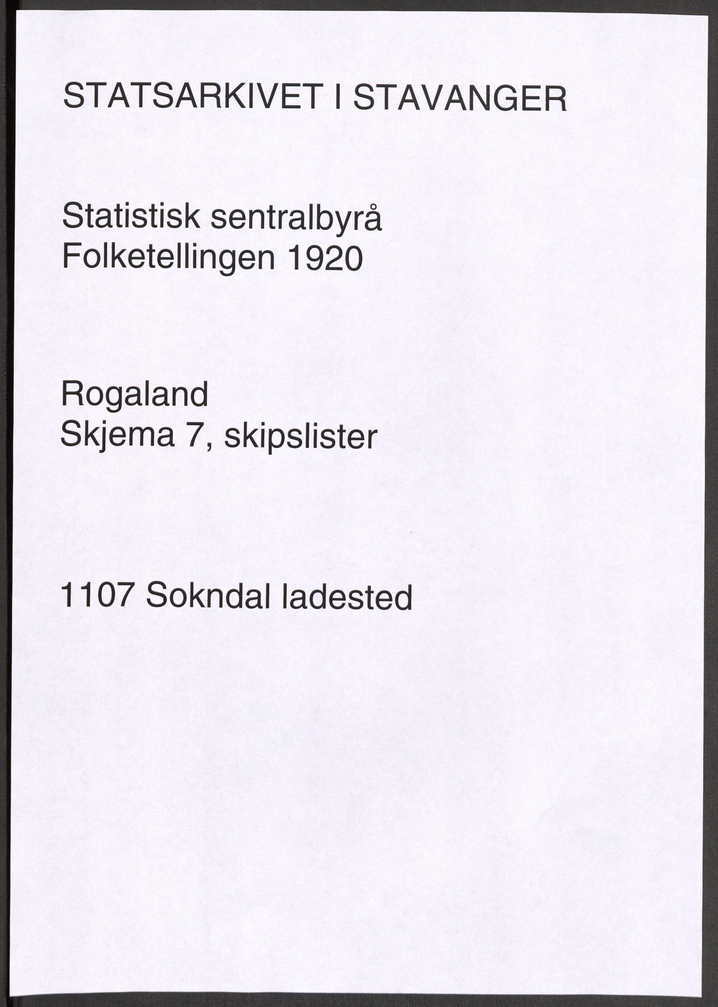 SAST, Folketelling 1920 for 1107 Sokndal ladested, 1920, s. 1149