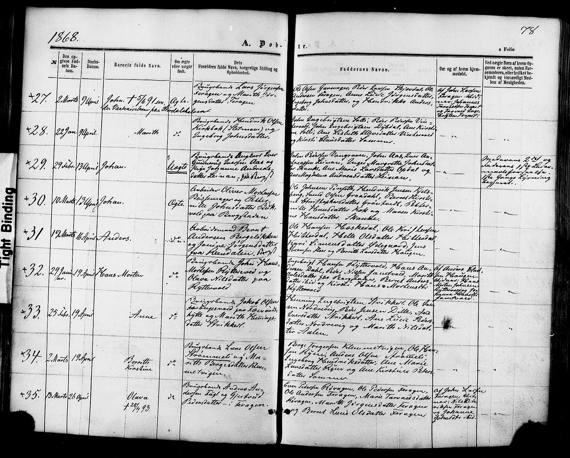Ministerialprotokoller, klokkerbøker og fødselsregistre - Sør-Trøndelag, SAT/A-1456/681/L0932: Ministerialbok nr. 681A10, 1860-1878, s. 78