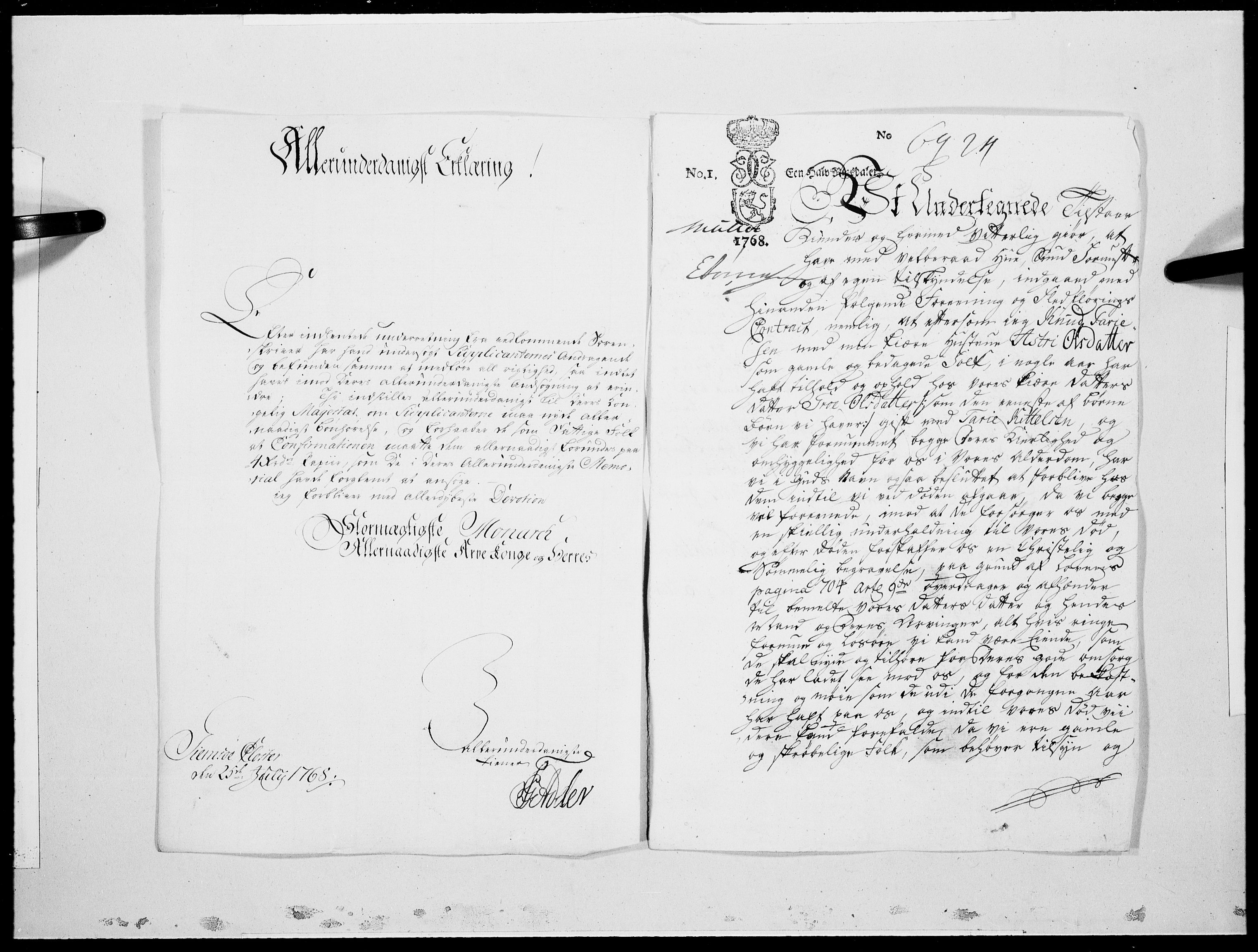 Danske Kanselli 1572-1799, AV/RA-EA-3023/F/Fc/Fcc/Fcca/L0198: Norske innlegg 1572-1799, 1768, s. 110