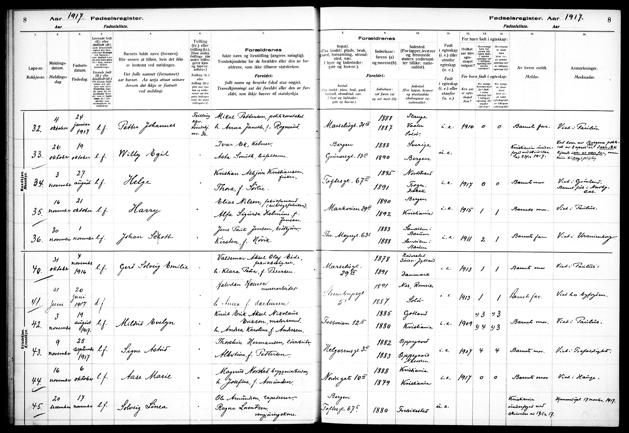 Hauge prestekontor Kirkebøker, AV/SAO-A-10849/J/Ja/L0001: Fødselsregister nr. 1, 1917-1938, s. 8