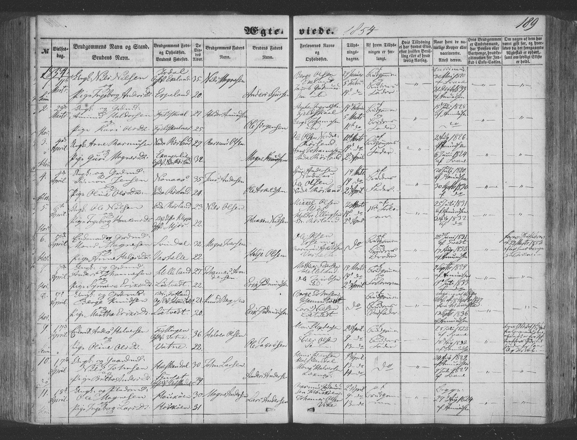 Hosanger sokneprestembete, AV/SAB-A-75801/H/Haa: Ministerialbok nr. A 8, 1849-1863, s. 189