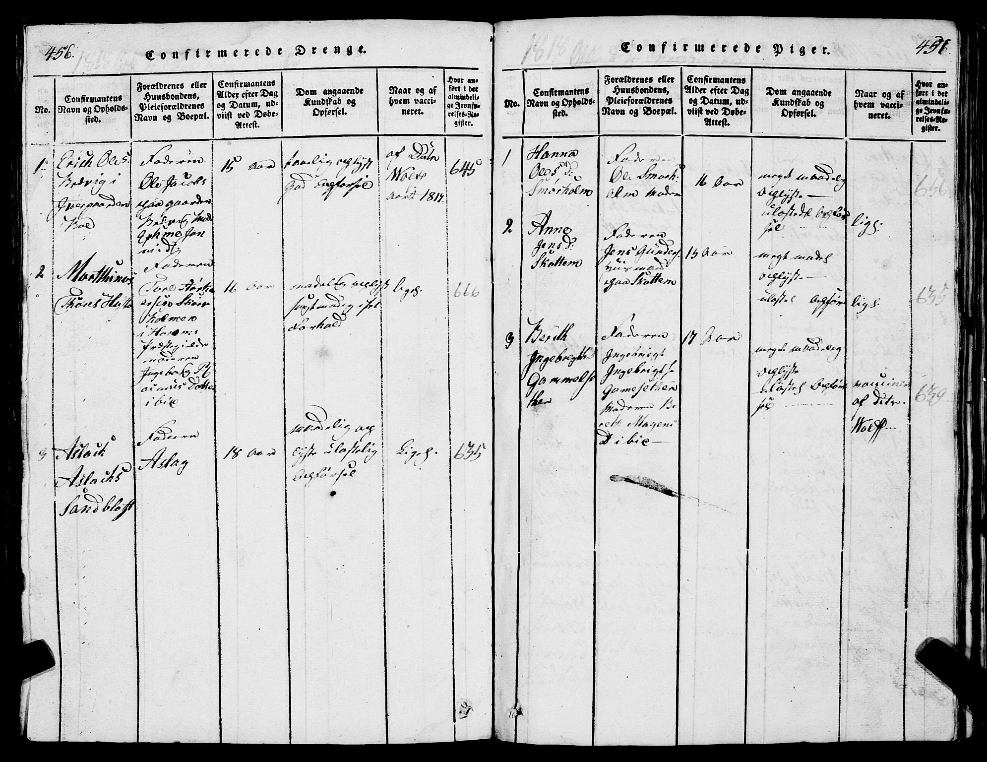 Ministerialprotokoller, klokkerbøker og fødselsregistre - Møre og Romsdal, AV/SAT-A-1454/567/L0781: Klokkerbok nr. 567C01, 1818-1845, s. 456-457