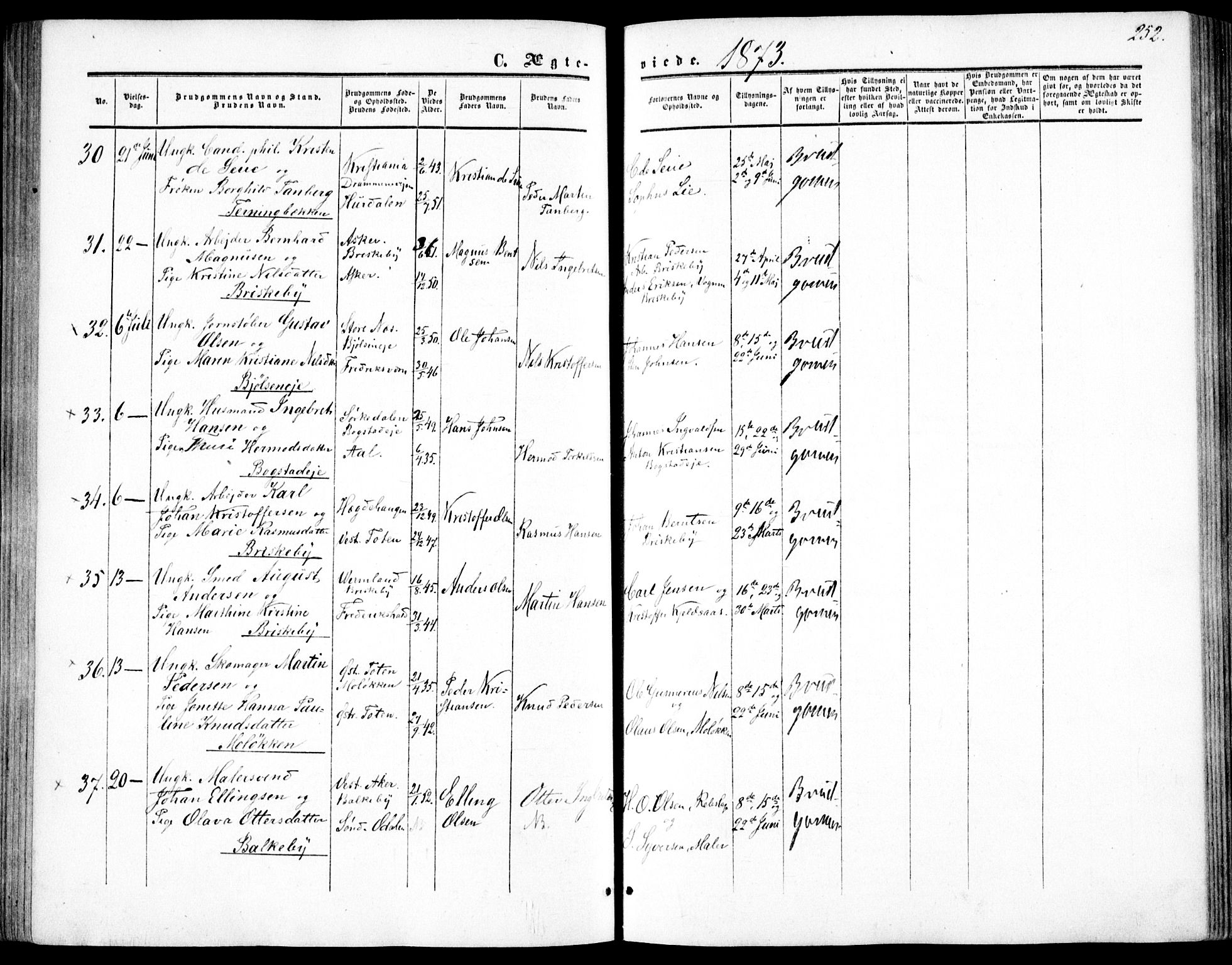 Vestre Aker prestekontor Kirkebøker, AV/SAO-A-10025/F/Fa/L0002: Ministerialbok nr. 2, 1855-1877, s. 252