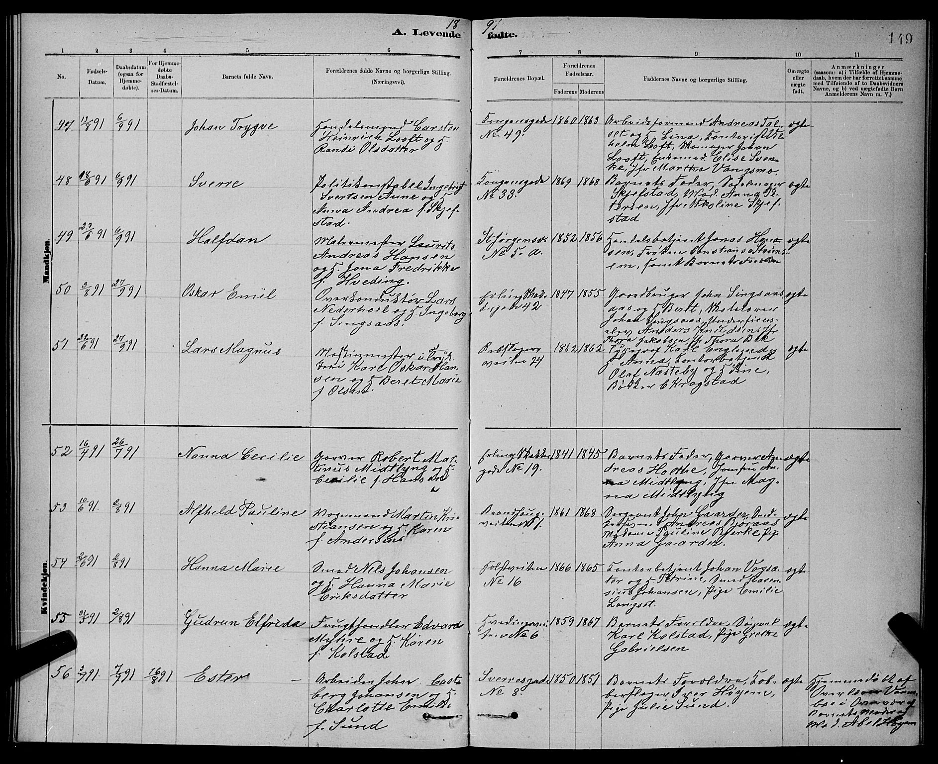 Ministerialprotokoller, klokkerbøker og fødselsregistre - Sør-Trøndelag, SAT/A-1456/601/L0092: Klokkerbok nr. 601C10, 1884-1897, s. 149