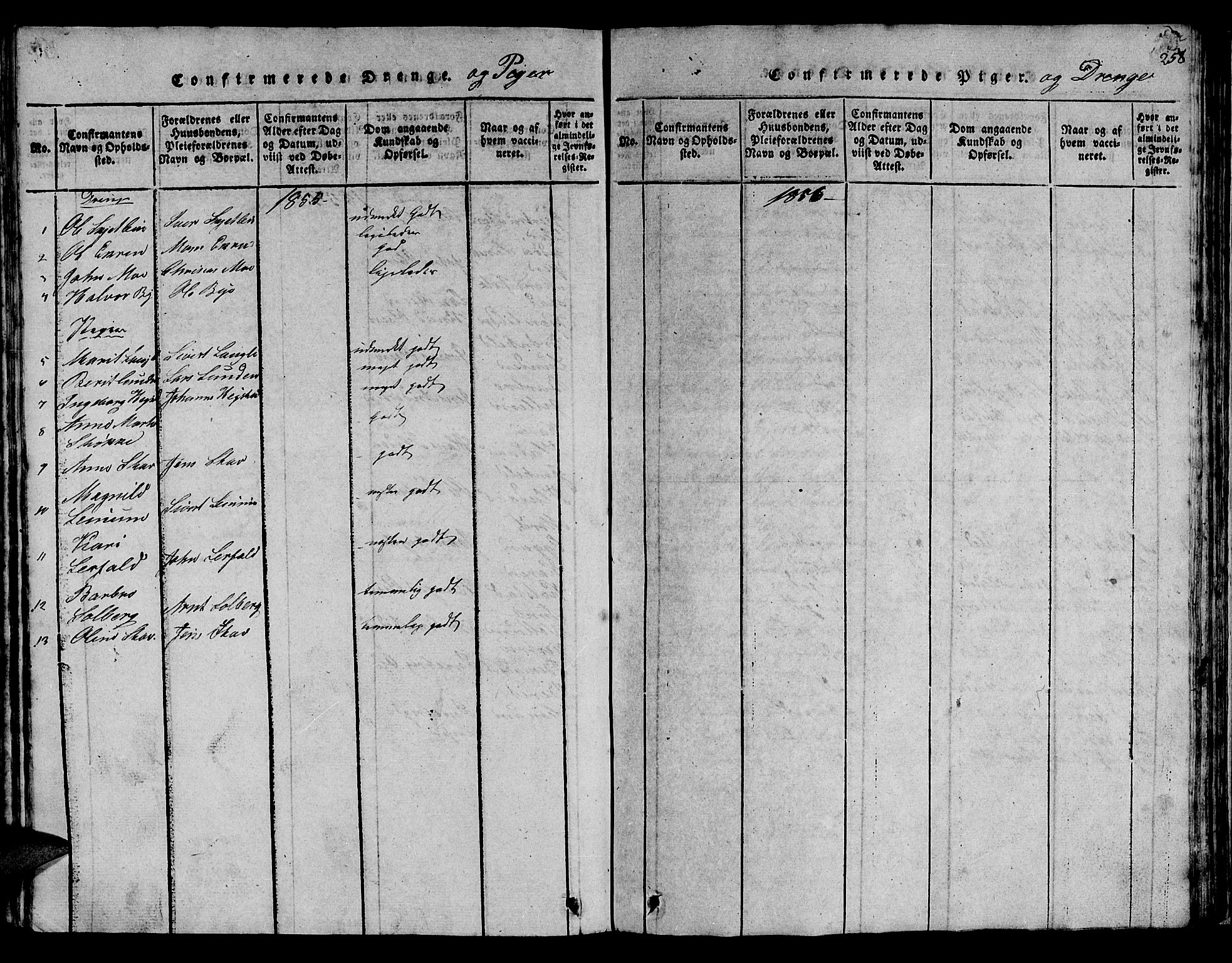 Ministerialprotokoller, klokkerbøker og fødselsregistre - Sør-Trøndelag, AV/SAT-A-1456/613/L0393: Klokkerbok nr. 613C01, 1816-1886, s. 258