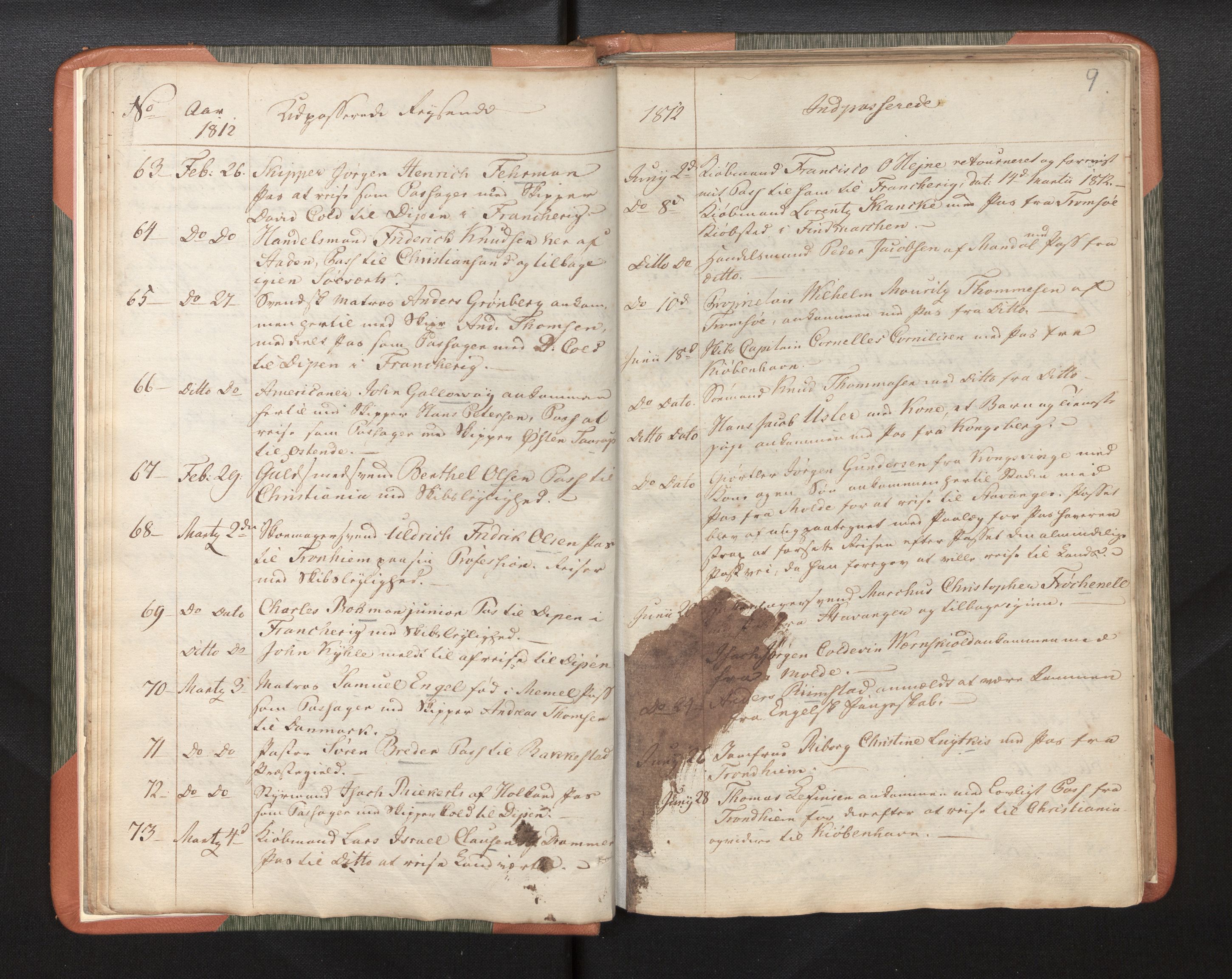 Bergen politikammer / politidistrikt, AV/SAB-A-60401/L/La/Lab/L0001: Passprotokoll, 1811-1817, s. 9