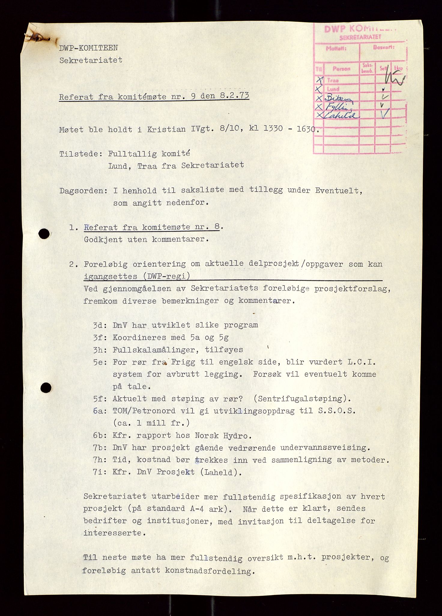 Industridepartementet, Oljekontoret, AV/SAST-A-101348/Di/L0004: DWP, møter, komite`møter, 761 forskning/teknologi, 1972-1975, s. 227