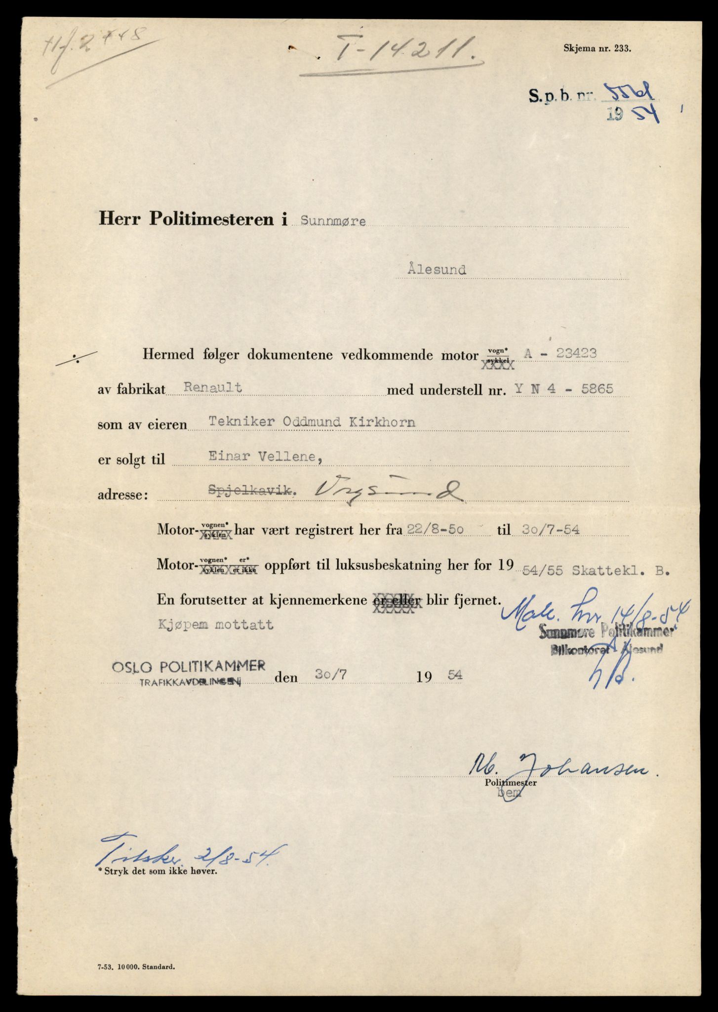 Møre og Romsdal vegkontor - Ålesund trafikkstasjon, AV/SAT-A-4099/F/Fe/L0044: Registreringskort for kjøretøy T 14205 - T 14319, 1927-1998, s. 247