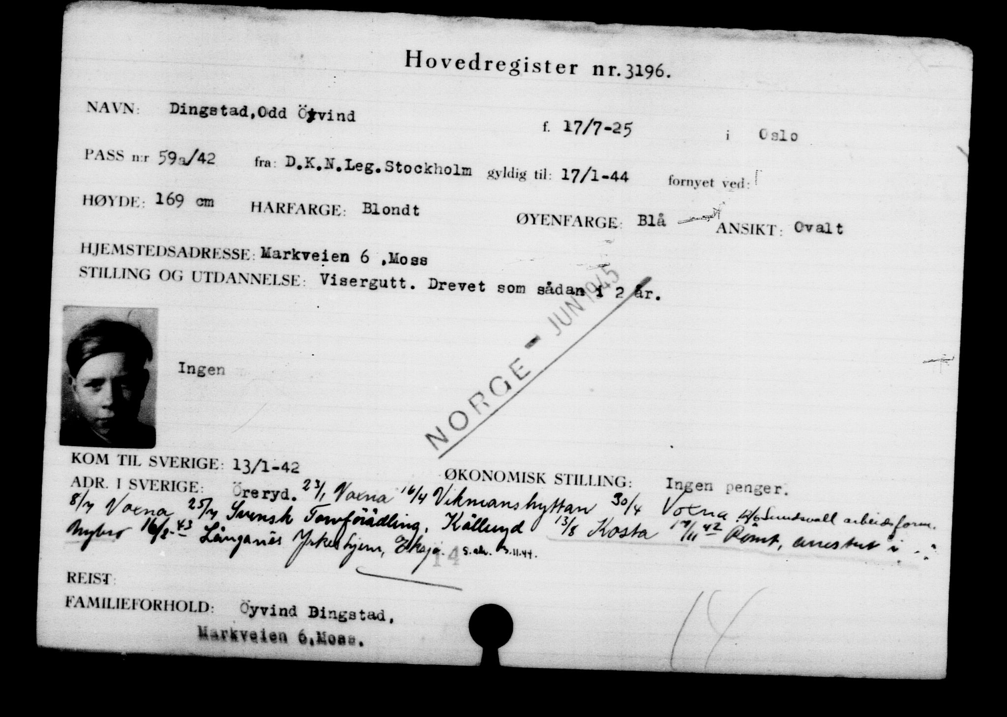 Den Kgl. Norske Legasjons Flyktningskontor, AV/RA-S-6753/V/Va/L0003: Kjesäterkartoteket.  Flyktningenr. 2001-3495, 1940-1945, s. 1649