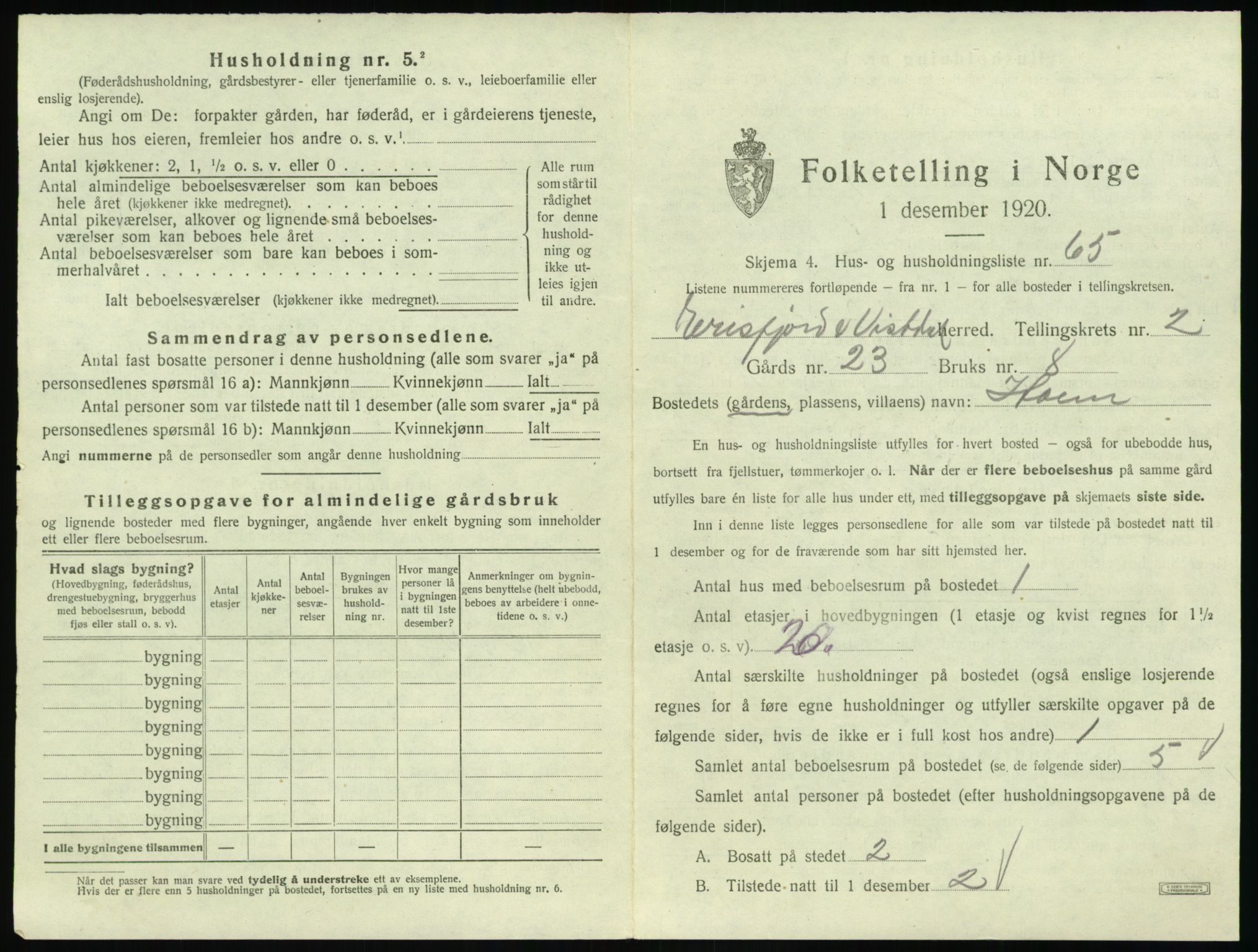 SAT, Folketelling 1920 for 1542 Eresfjord og Vistdal herred, 1920, s. 225