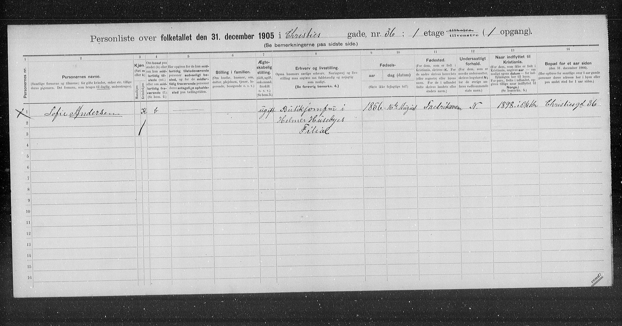 OBA, Kommunal folketelling 31.12.1905 for Kristiania kjøpstad, 1905, s. 6648