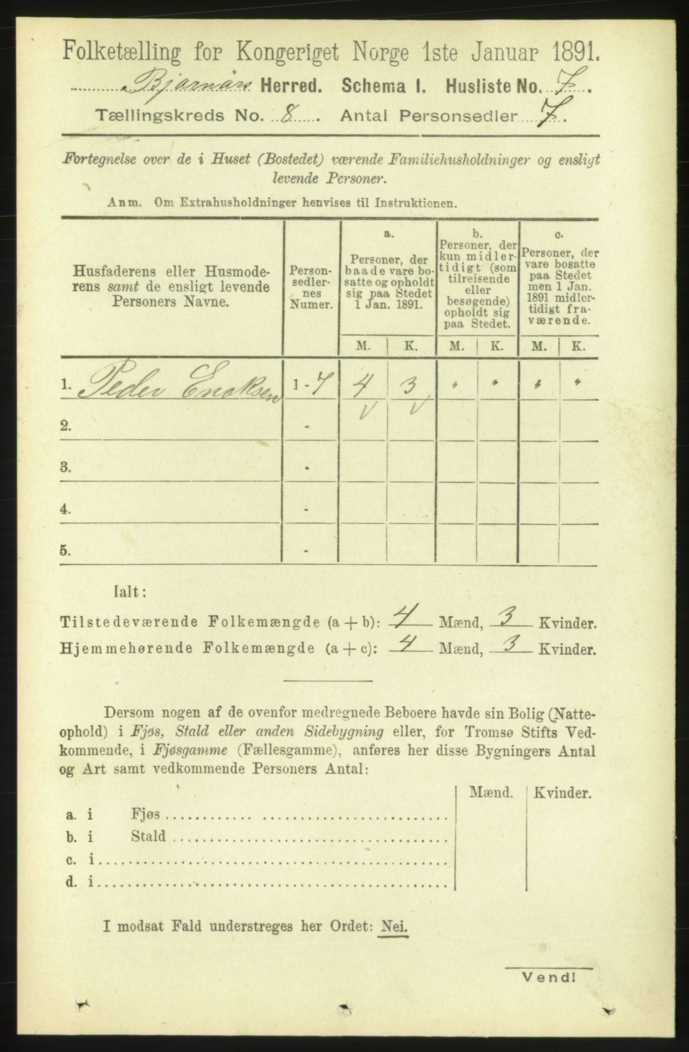 RA, Folketelling 1891 for 1632 Bjørnør herred, 1891, s. 3330