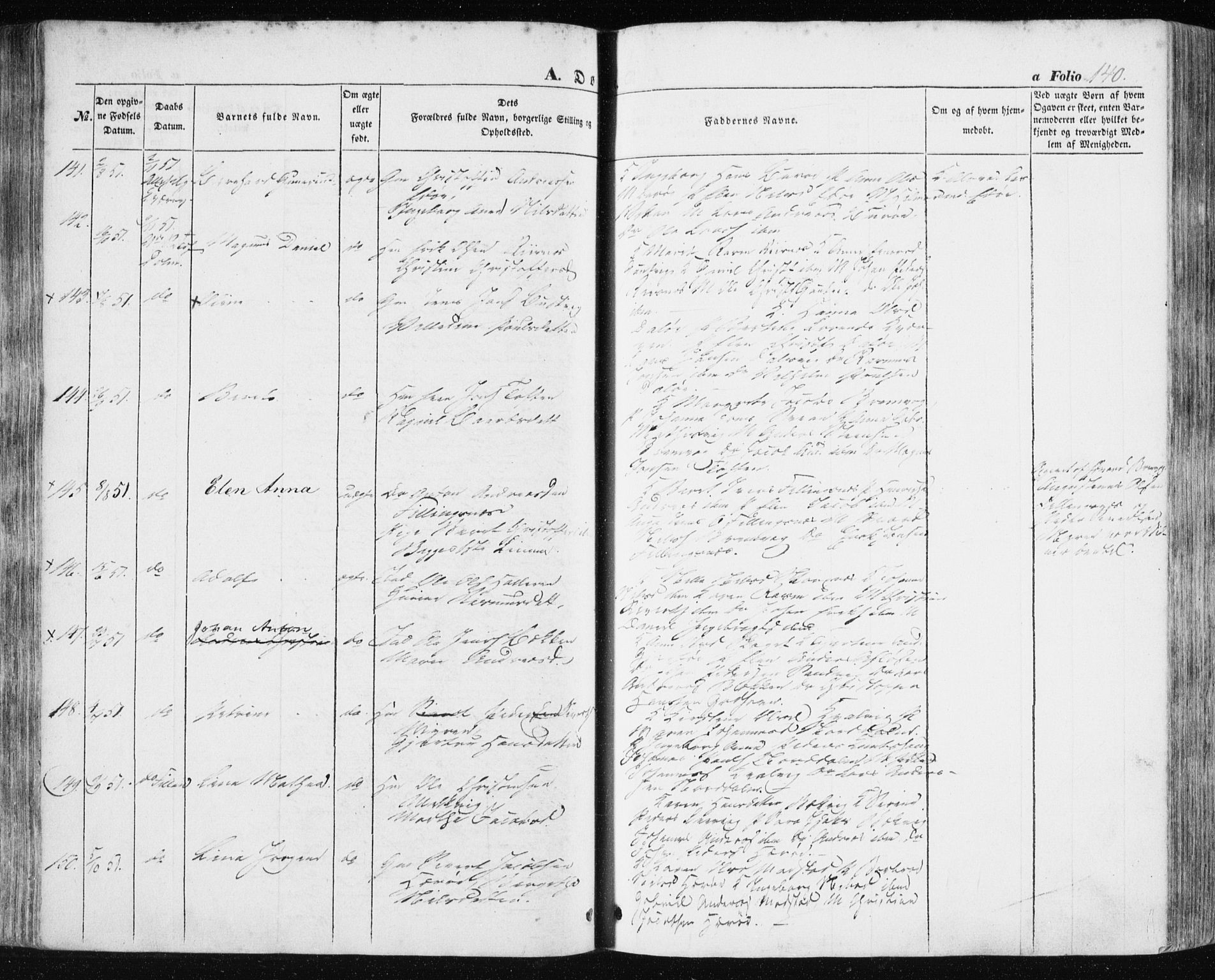 Ministerialprotokoller, klokkerbøker og fødselsregistre - Sør-Trøndelag, SAT/A-1456/634/L0529: Ministerialbok nr. 634A05, 1843-1851, s. 140