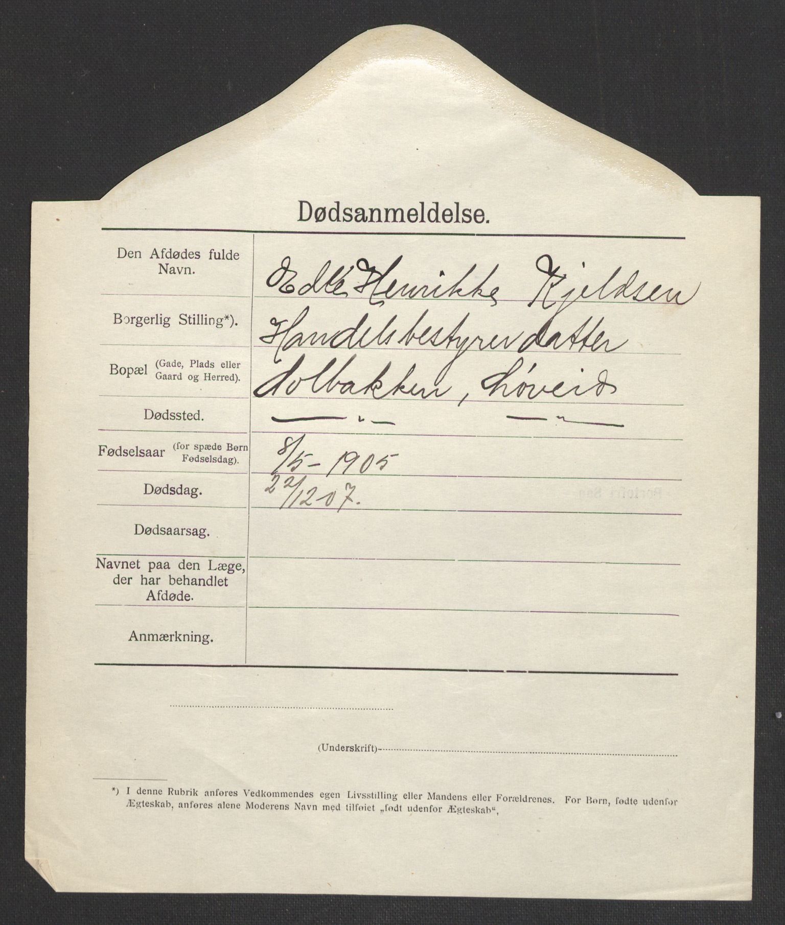 Solum lensmannskontor, SAKO/A-575/H/Ha/L0002: Dødsanmeldelsesprotokoll, 1909-1916
