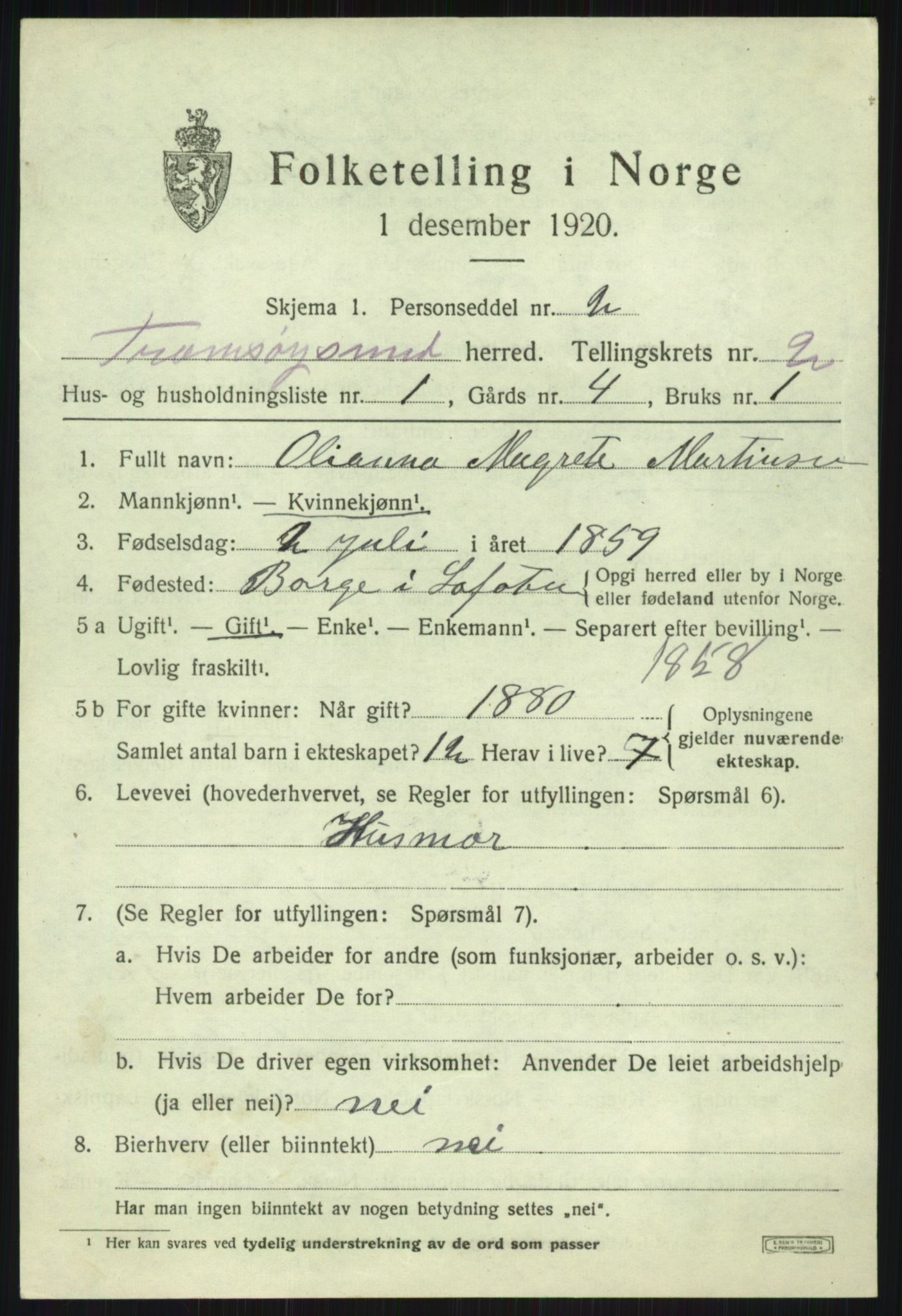 SATØ, Folketelling 1920 for 1934 Tromsøysund herred, 1920, s. 2364