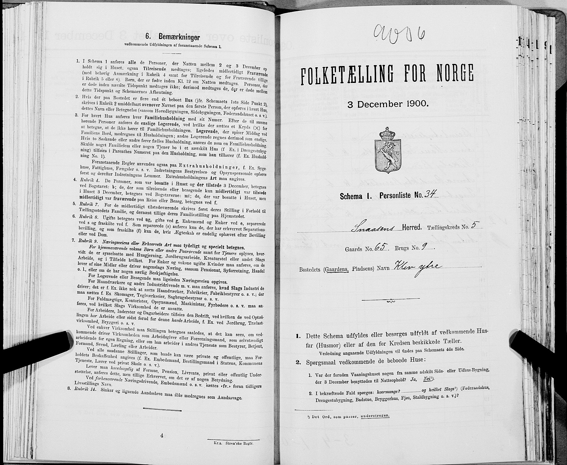 SAT, Folketelling 1900 for 1736 Snåsa herred, 1900, s. 1226