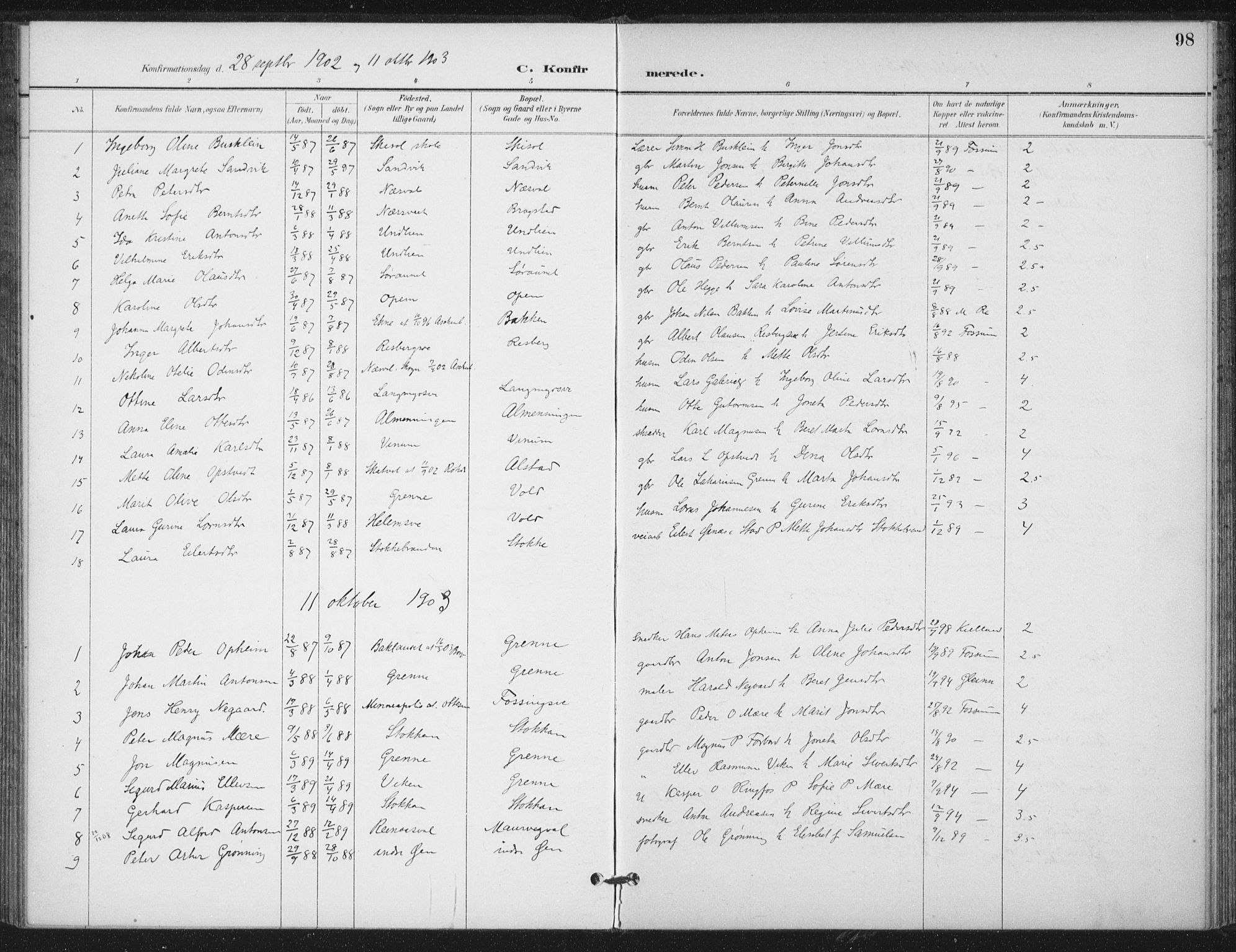 Ministerialprotokoller, klokkerbøker og fødselsregistre - Nord-Trøndelag, AV/SAT-A-1458/714/L0131: Ministerialbok nr. 714A02, 1896-1918, s. 98