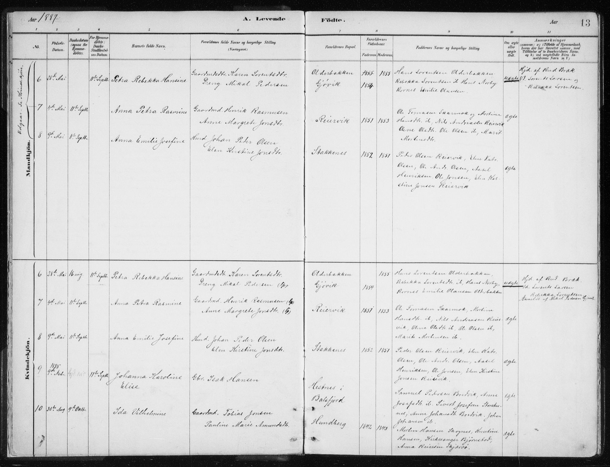 Lyngen sokneprestembete, AV/SATØ-S-1289/H/He/Hea/L0010kirke: Ministerialbok nr. 10, 1883-1904, s. 13
