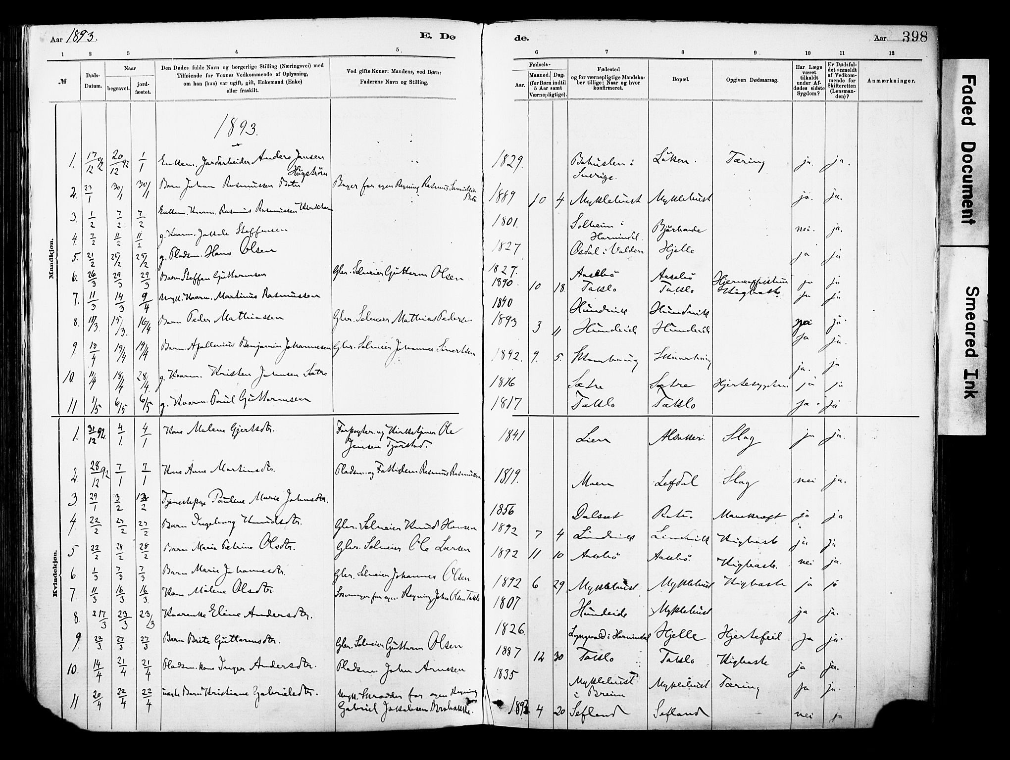Eid sokneprestembete, AV/SAB-A-82301/H/Haa/Haab/L0001: Ministerialbok nr. B 1, 1879-1906, s. 398