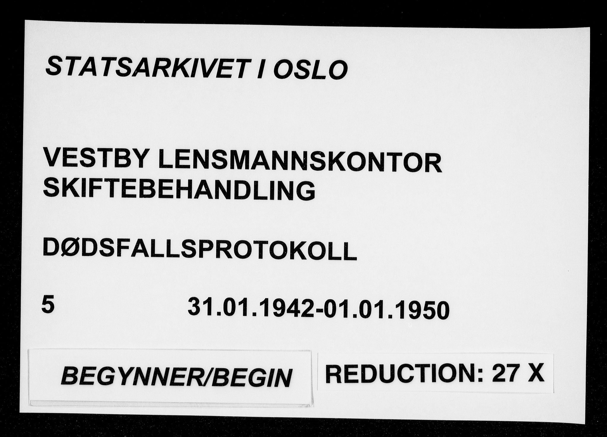 Vestby lensmannskontor, SAO/A-10110/H/Ha/Haa/L0005: Dødsfallsprotokoll, 1942-1950